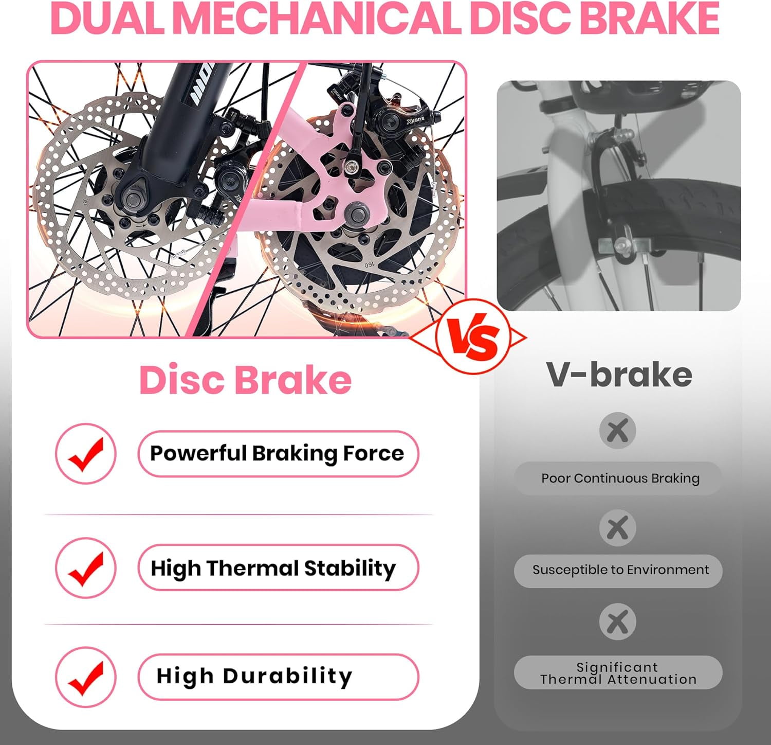 DEYGIA 24 Inch Mountain Bike with 21-Speed Drivetrain and Dual Disc Brakes (Pink, 24 in) i6kl3