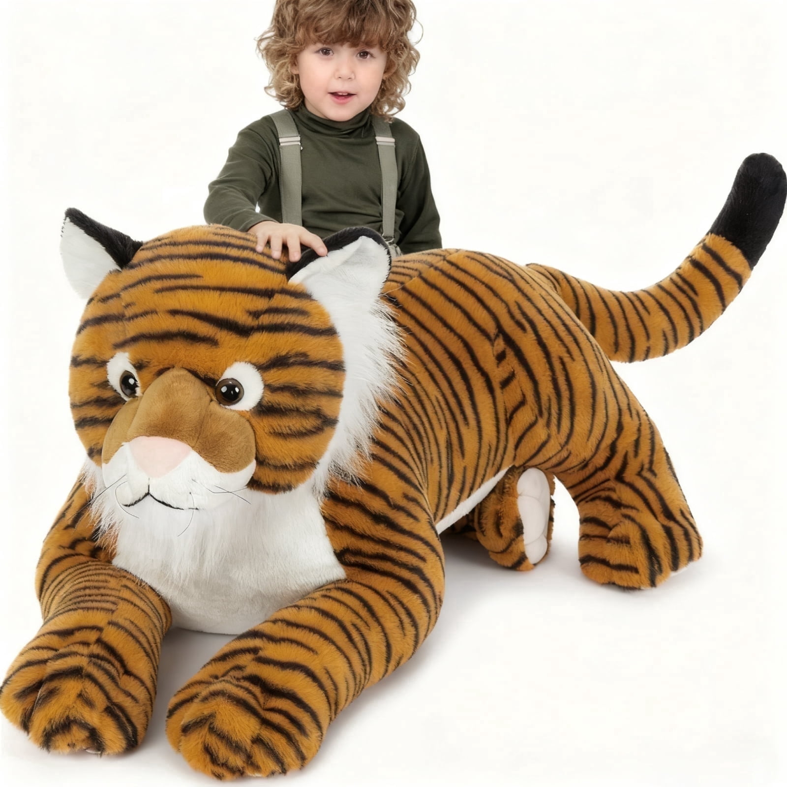 MorisMos Giant Tiger Stuffed Animal Realistic Large Plush Toy (Brown, 43 in) 0x8od