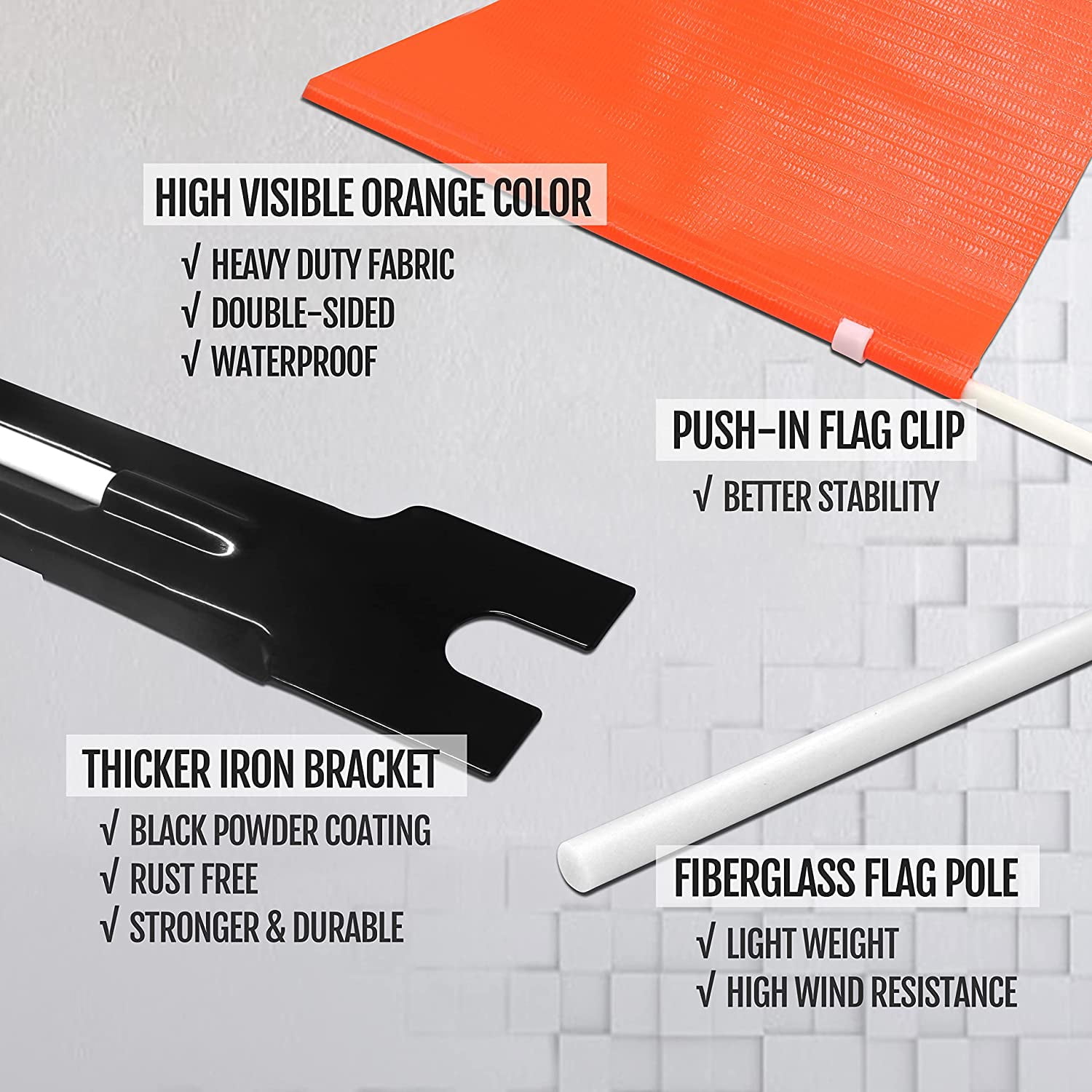 Anley Bike Safety Flag with Fiberglass Pole and Mounting Bracket (Orange, 6 ft) en0ag