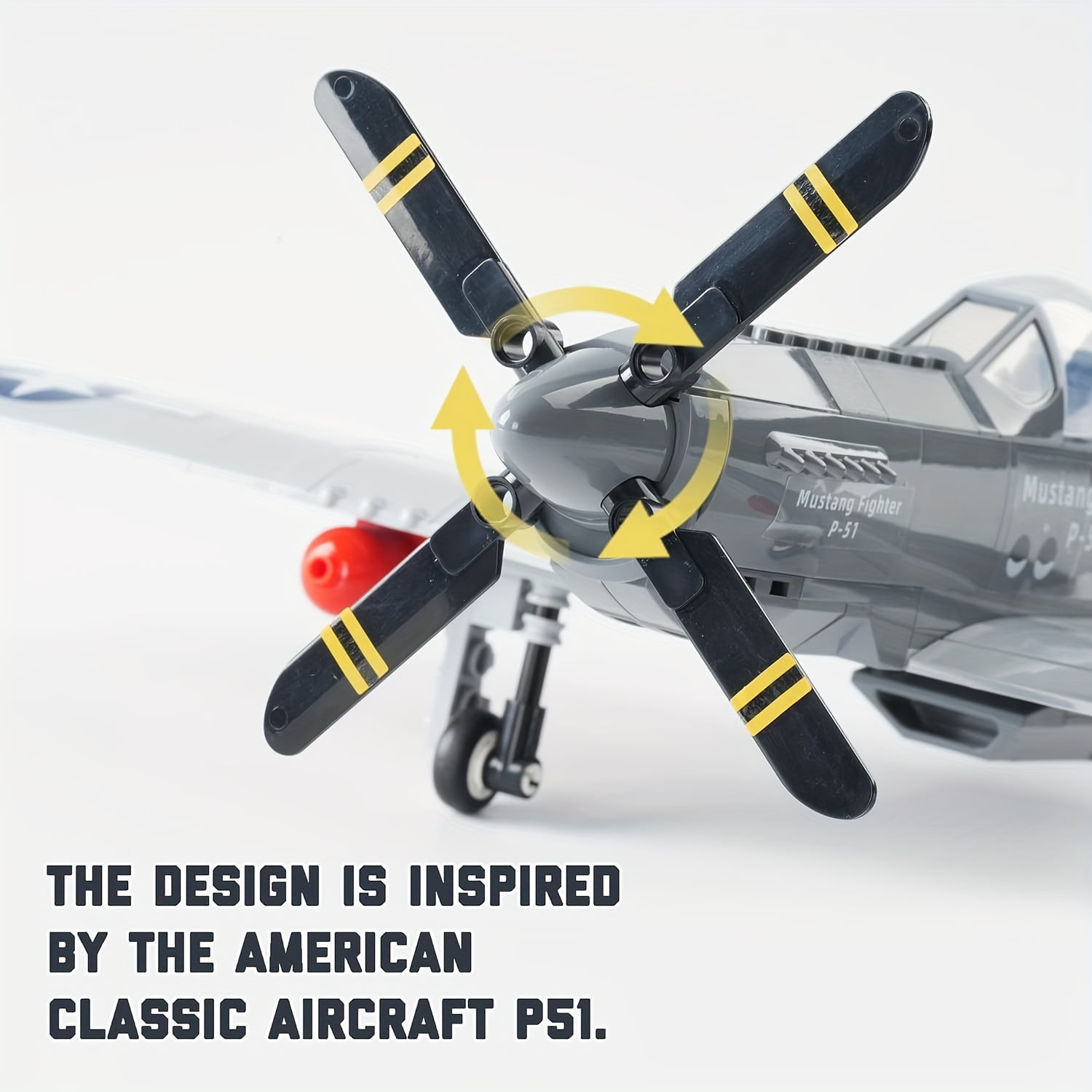 Yuuchoringee P-51 Mustang Fighter Plane Building Block Set, Military Aircraft Model Construction Kit (285 Pieces) xx0y4