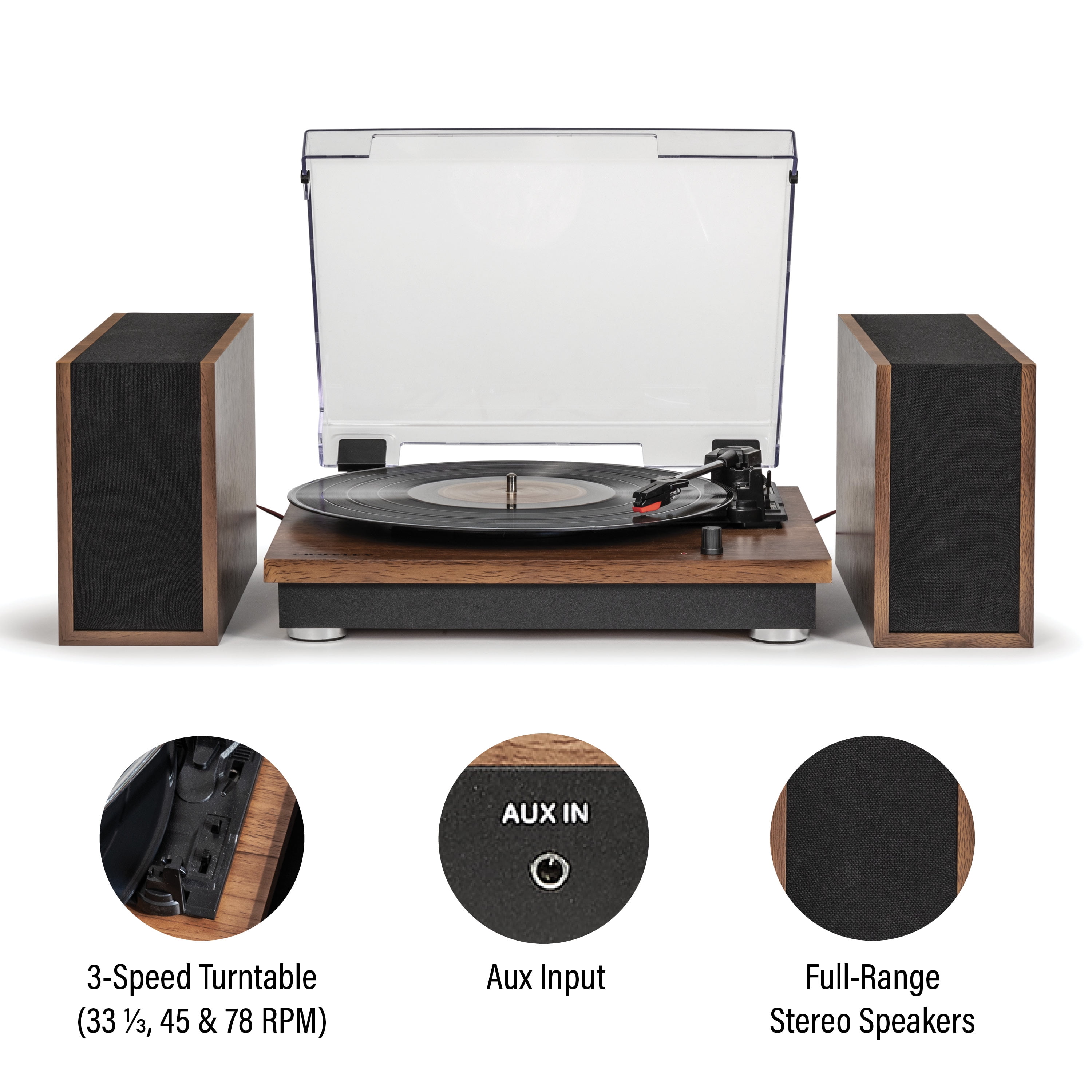 Crosley Riff Bluetooth Vinyl Record Player with Speakers (3-Speed Turntable, 6 Modular Layouts) x6qj5