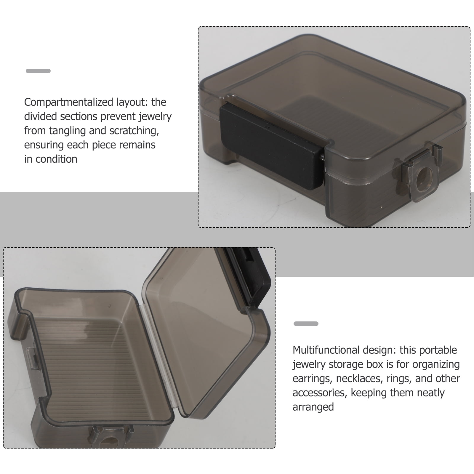 Oculoon Small Plastic Storage Containers with Hinged Lids (Black, 3 in x 3 in) w2n42