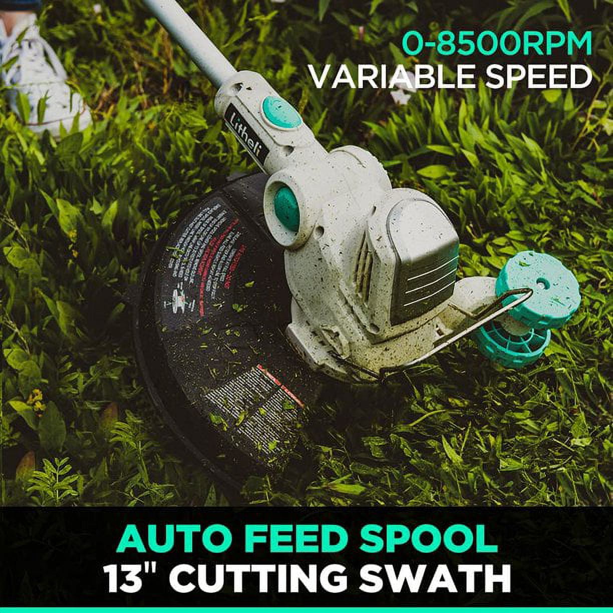 Litheli 40V Cordless String Trimmer and Wheeled Edger, Battery Powered Grass Trimmer with 2.0Ah Battery and Charger (13 in) u0spl