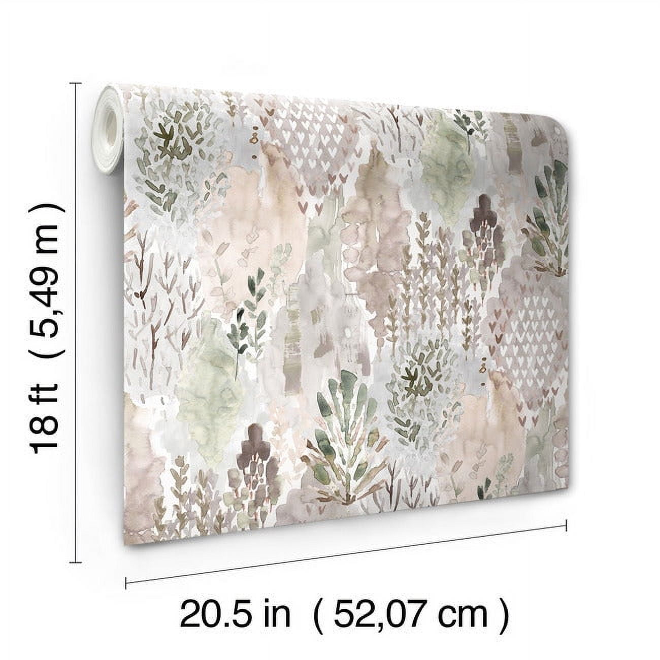RoomMates Watercolor Tree Mosaic Peel and Stick Wallpaper (Green, 20.5 in x 18 ft) lboli