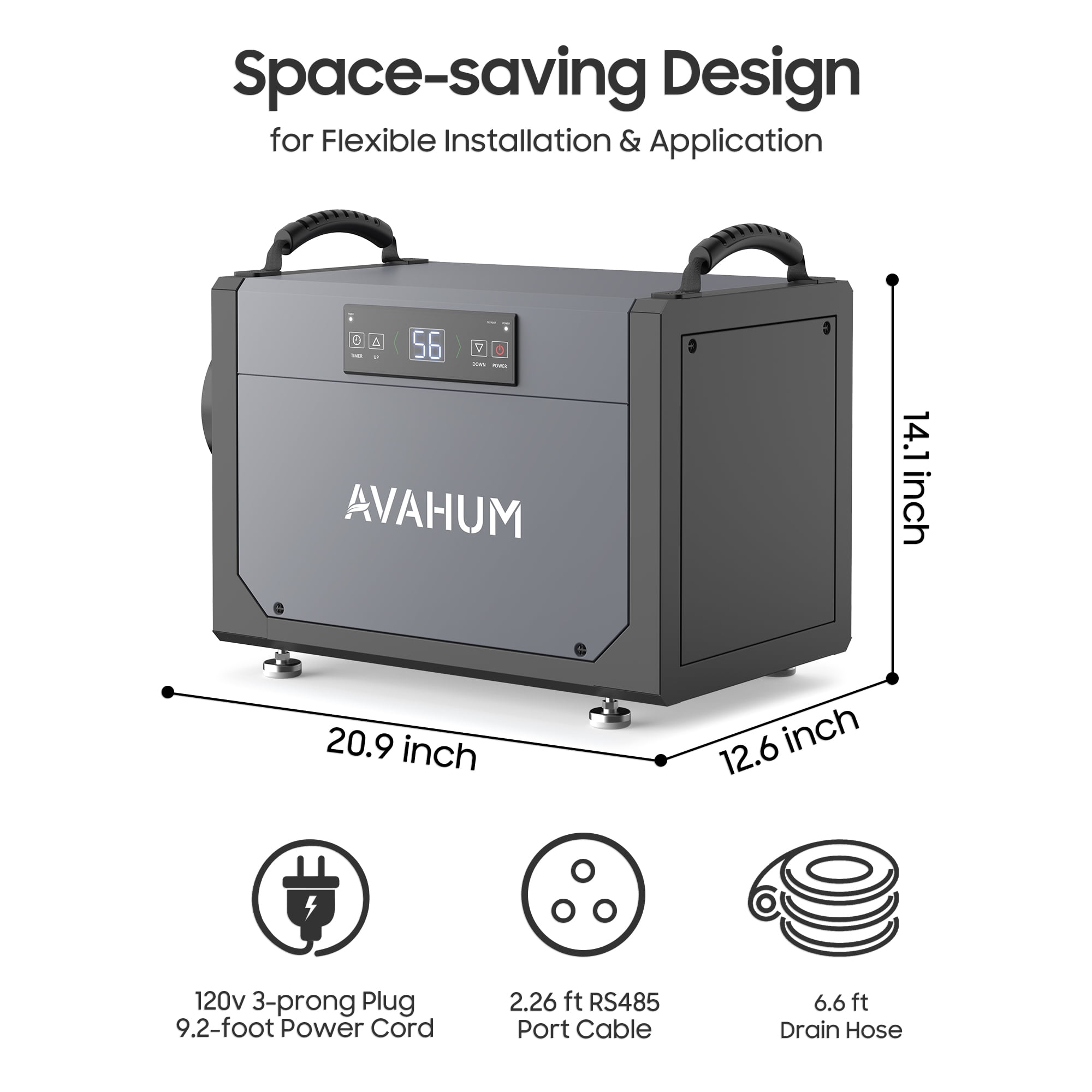AVAHUM Commercial Dehumidifier for Basement and Crawl Space (Grey, 120 Pints) x645g