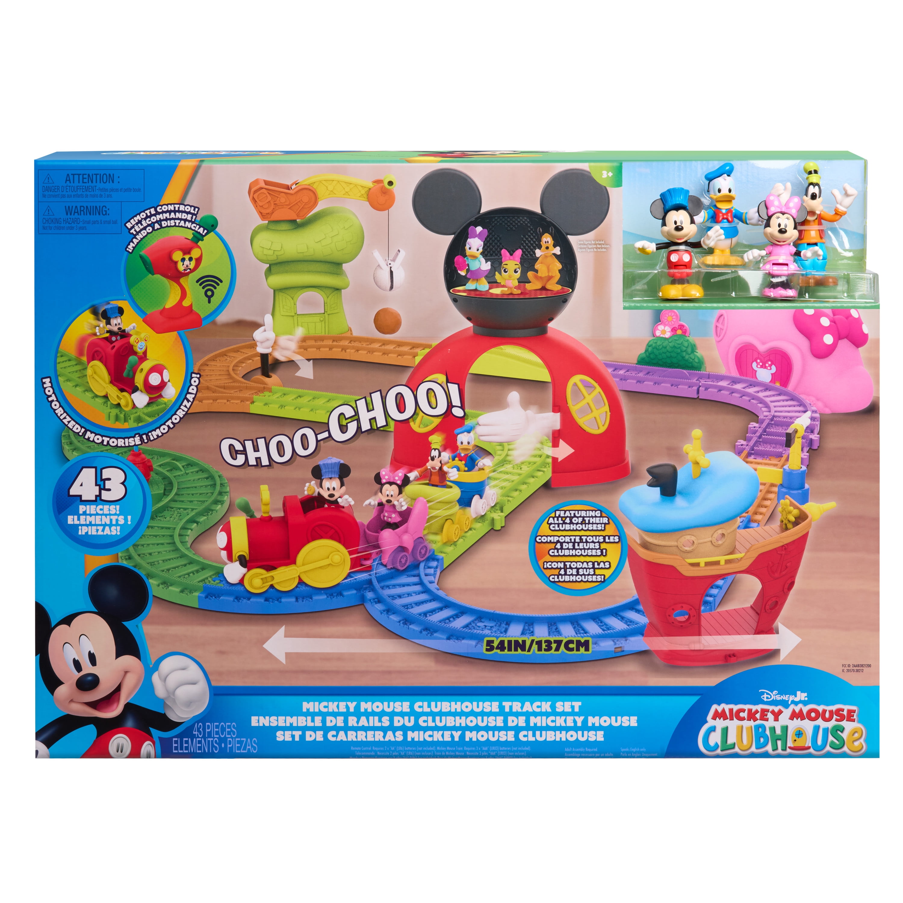 Mickey Mouse Clubhouse Fun Track Set, Motorized Remote Control Train with 4 Figures (43 Pieces) otn4q