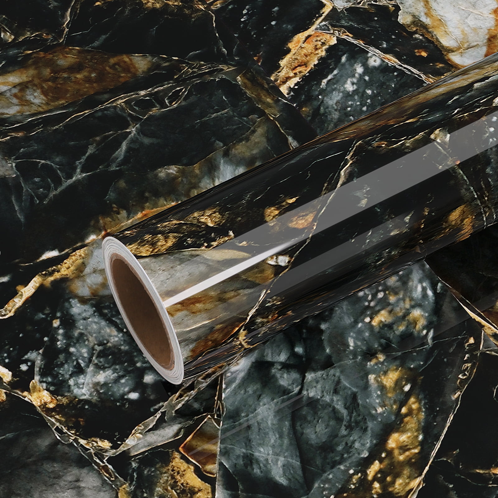 VEELIKE Marble Peel and Stick Countertop Contact Paper, Waterproof Vinyl Wallpaper for Kitchen and Furniture (Gold, 15.7 in x 118.1 in) uxclc