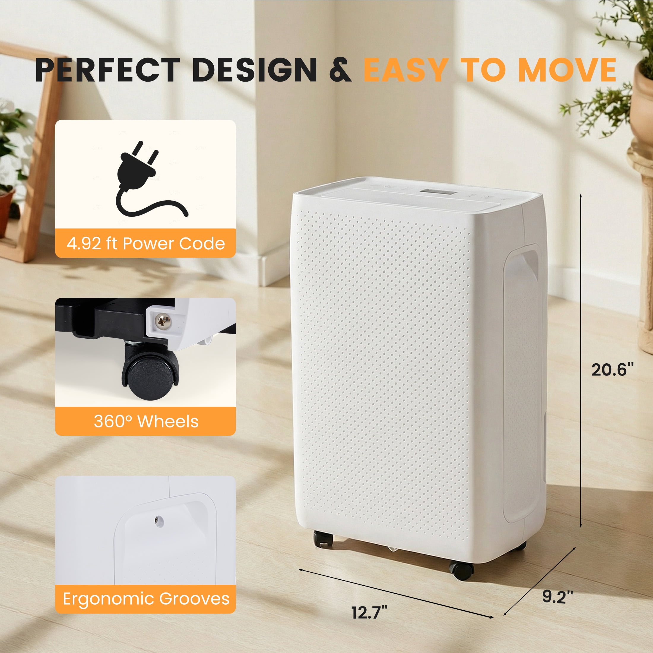 SHOUFTW 30 Pint Dehumidifier for Basement and Large Rooms, Smart Humidity Control with Auto Drain (White, 70 oz) 6q91g