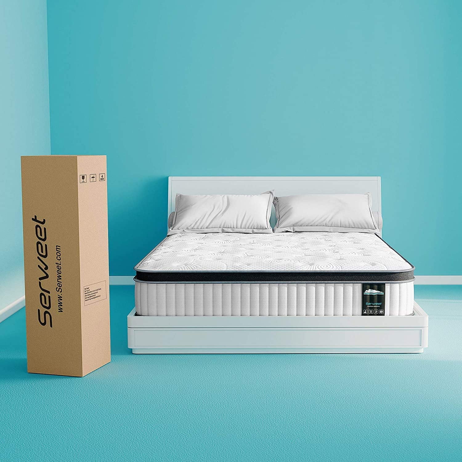 Serweet 10 Inch Memory Foam Hybrid Queen Mattress, Medium Firm Innersprings for Motion Isolation (Grey, Queen) mdycf
