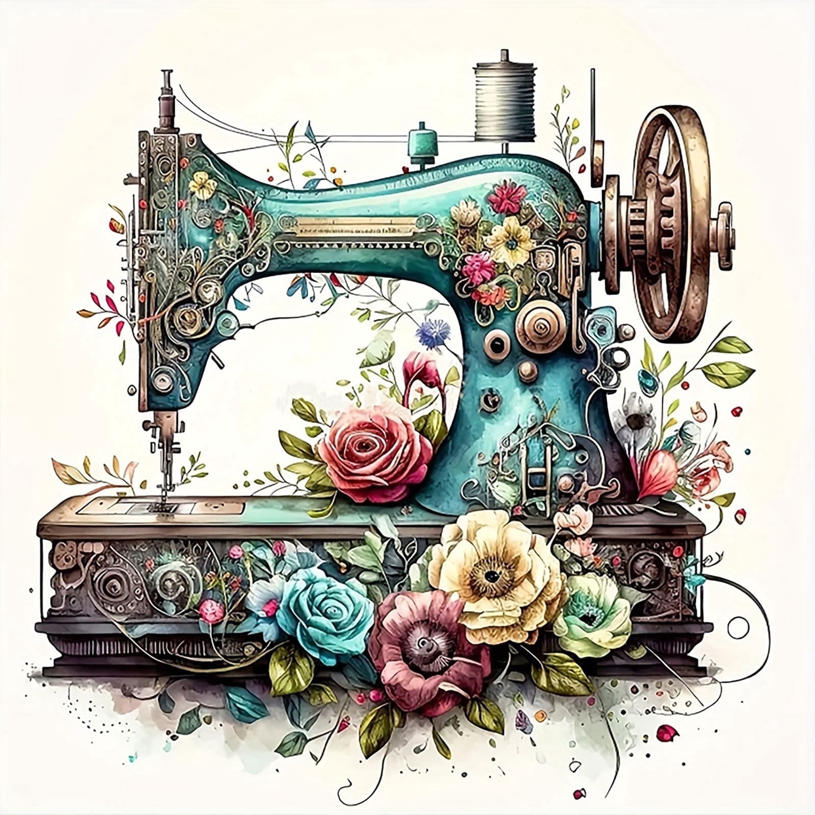 BYGFHLYW Sewing Machine Diamond Art Kit for Adults and Beginners (Full Round Drill, 13.8 x 13.8 in) fbov8