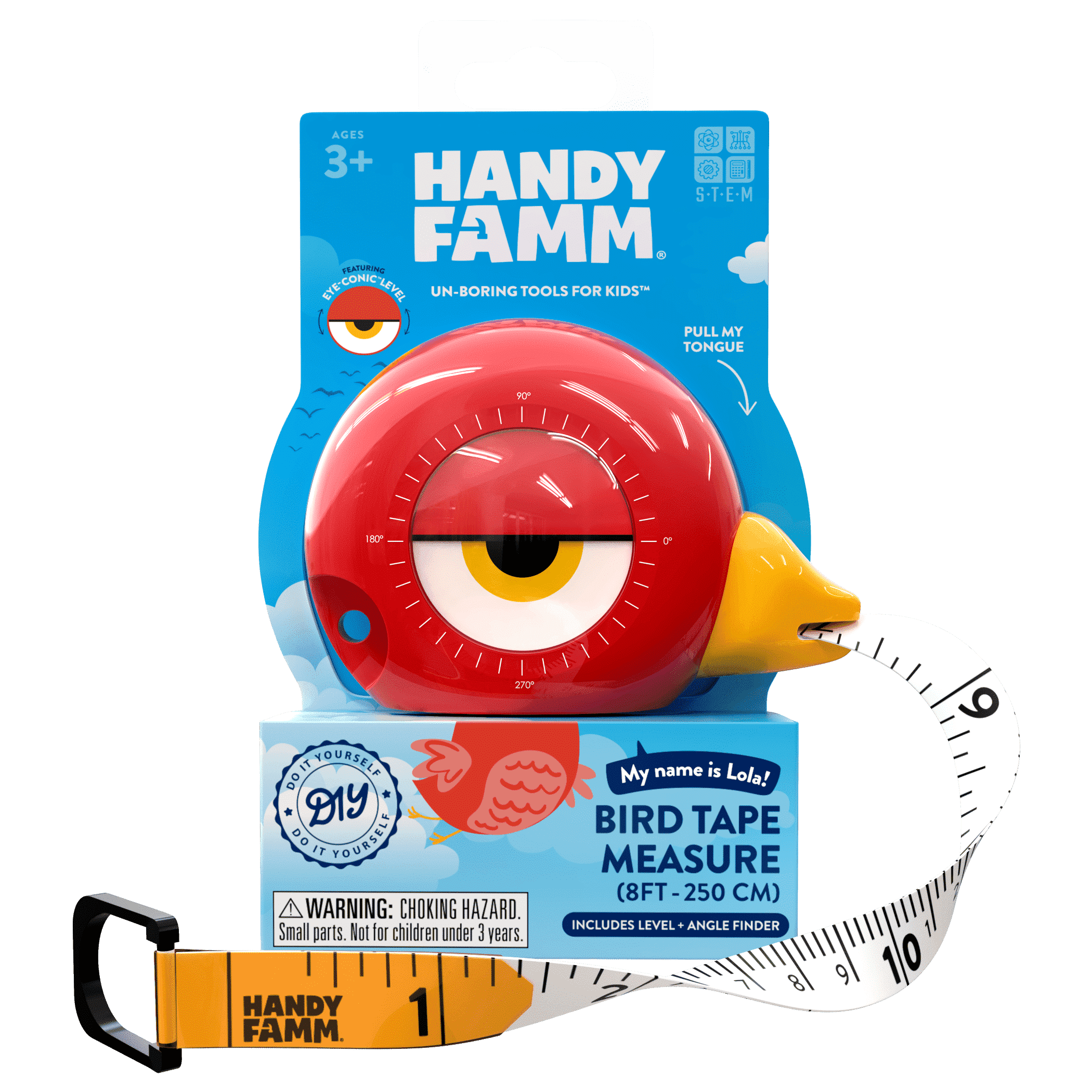 Handy Famm Retractable Bird Measuring Tape STEM Learning Tool (Red, 8 ft) vtdcd