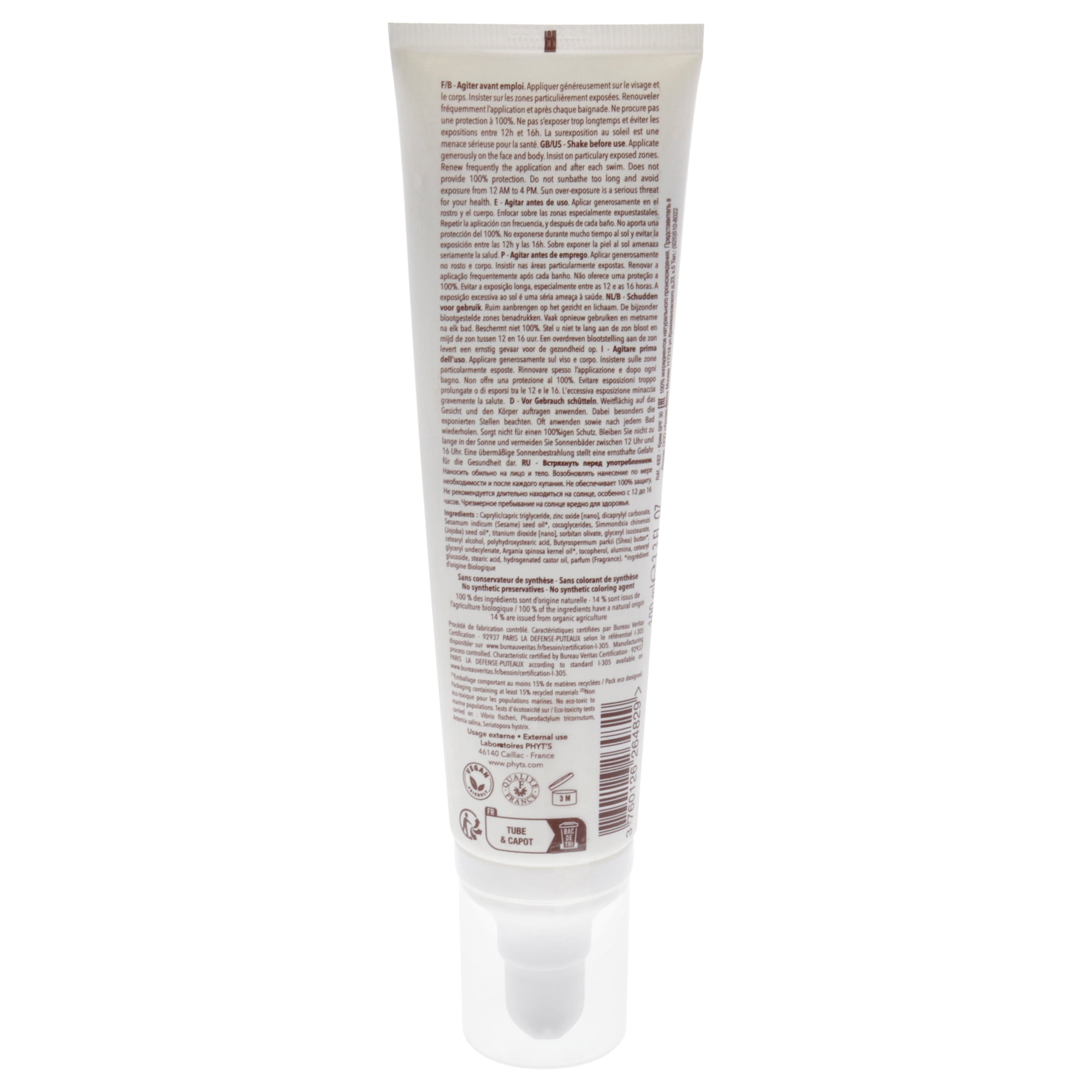 Phyt's High Protective Face and Body Sunscreen SPF 30 (White, 3.3 oz) 0c0jl