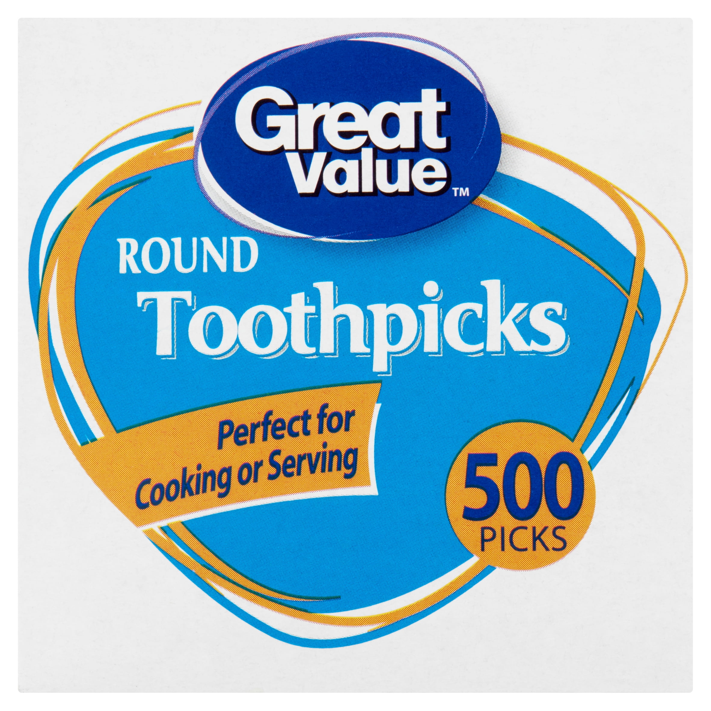 Great Value Classic Round Toothpicks for Kitchen and Crafting (500 Count) hhmmt