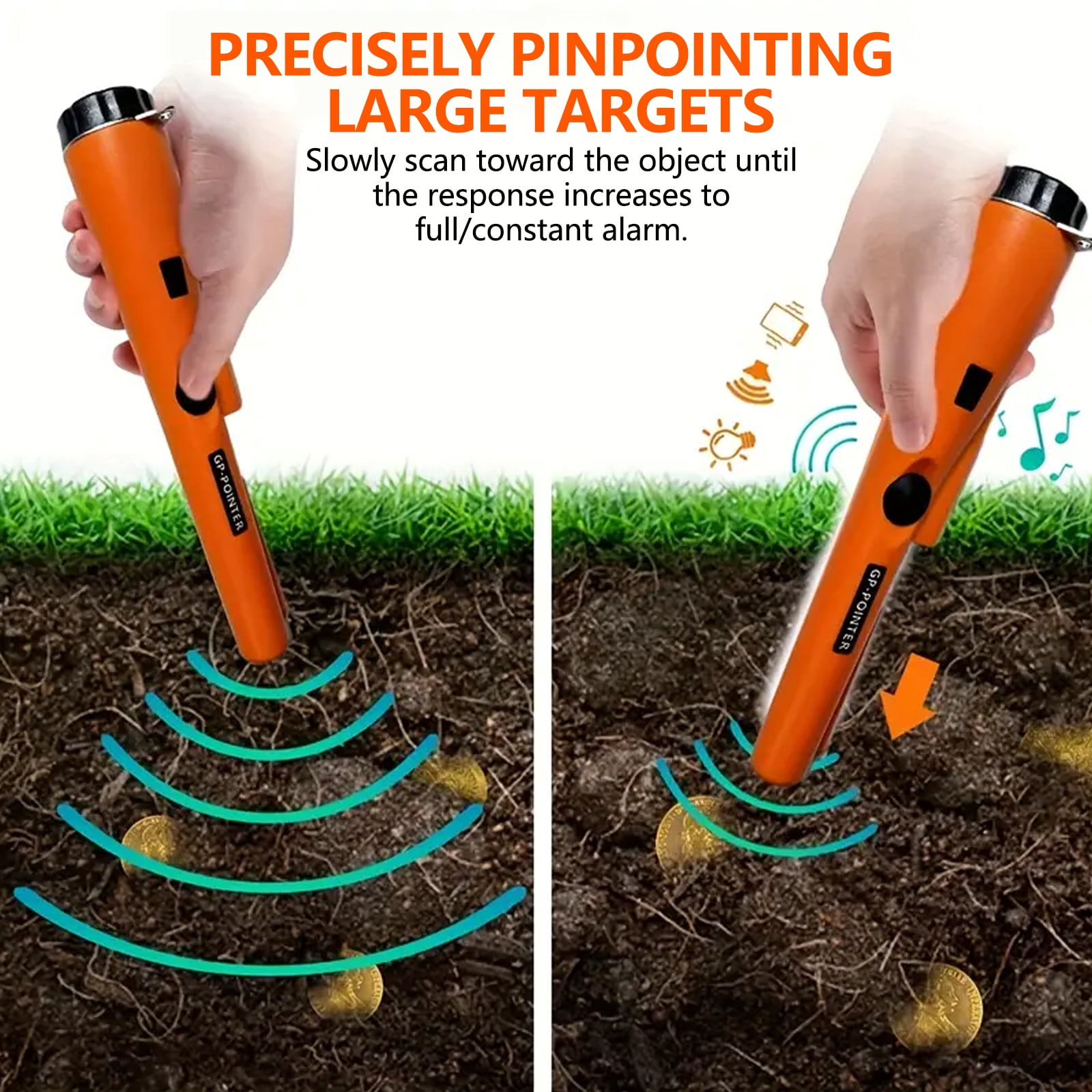 JAMCORAX Metal Detector Pinpointer Handheld Wand (Orange, 9.1 in) qxw8r