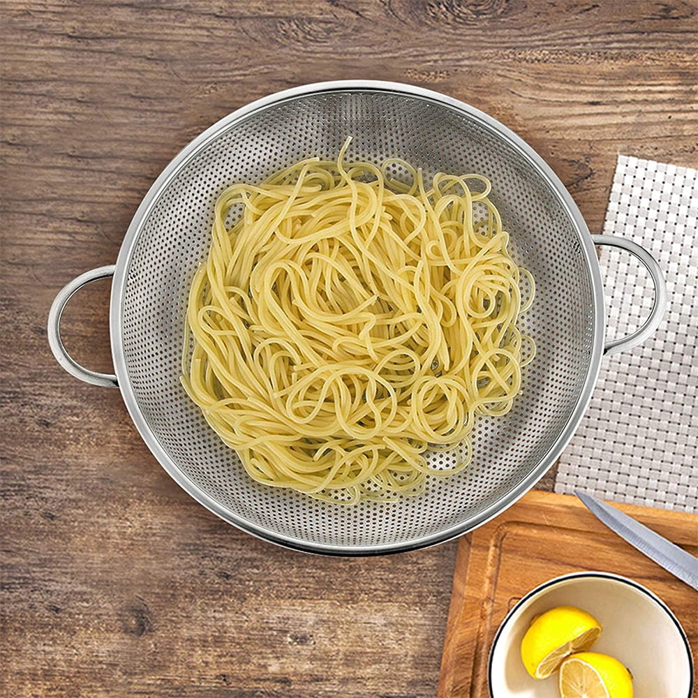 VeSteel Stainless Steel Micro-Perforated Colander Set (Silver, 3-Piece Set: 1 qt, 3 qt, 5 qt) yn50k