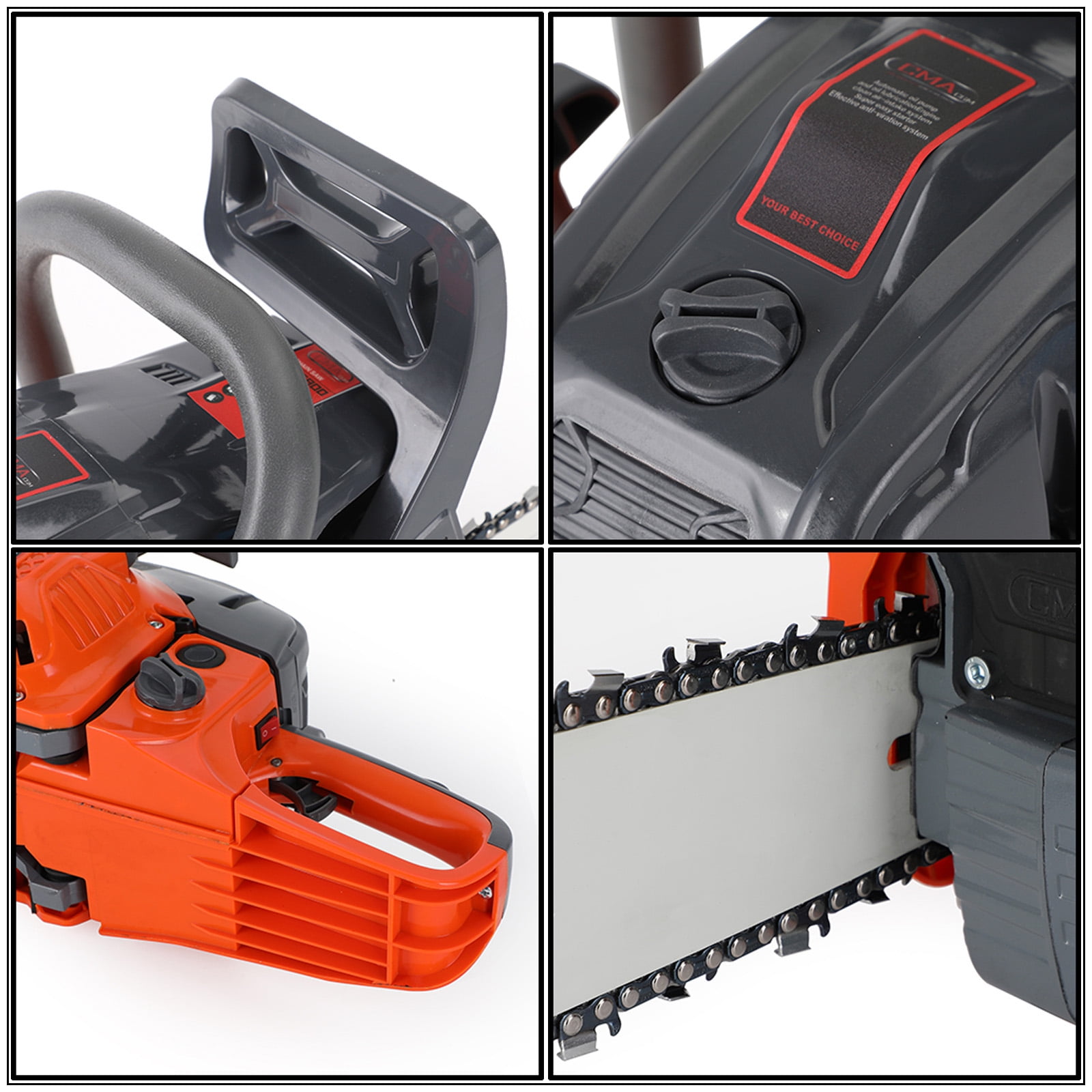 Topteng 68CC Gasoline Powered Chainsaw, Heavy-Duty Wood Cutting Tool with Automatic Chain Oiler (Orange, 22 in) hvlhg