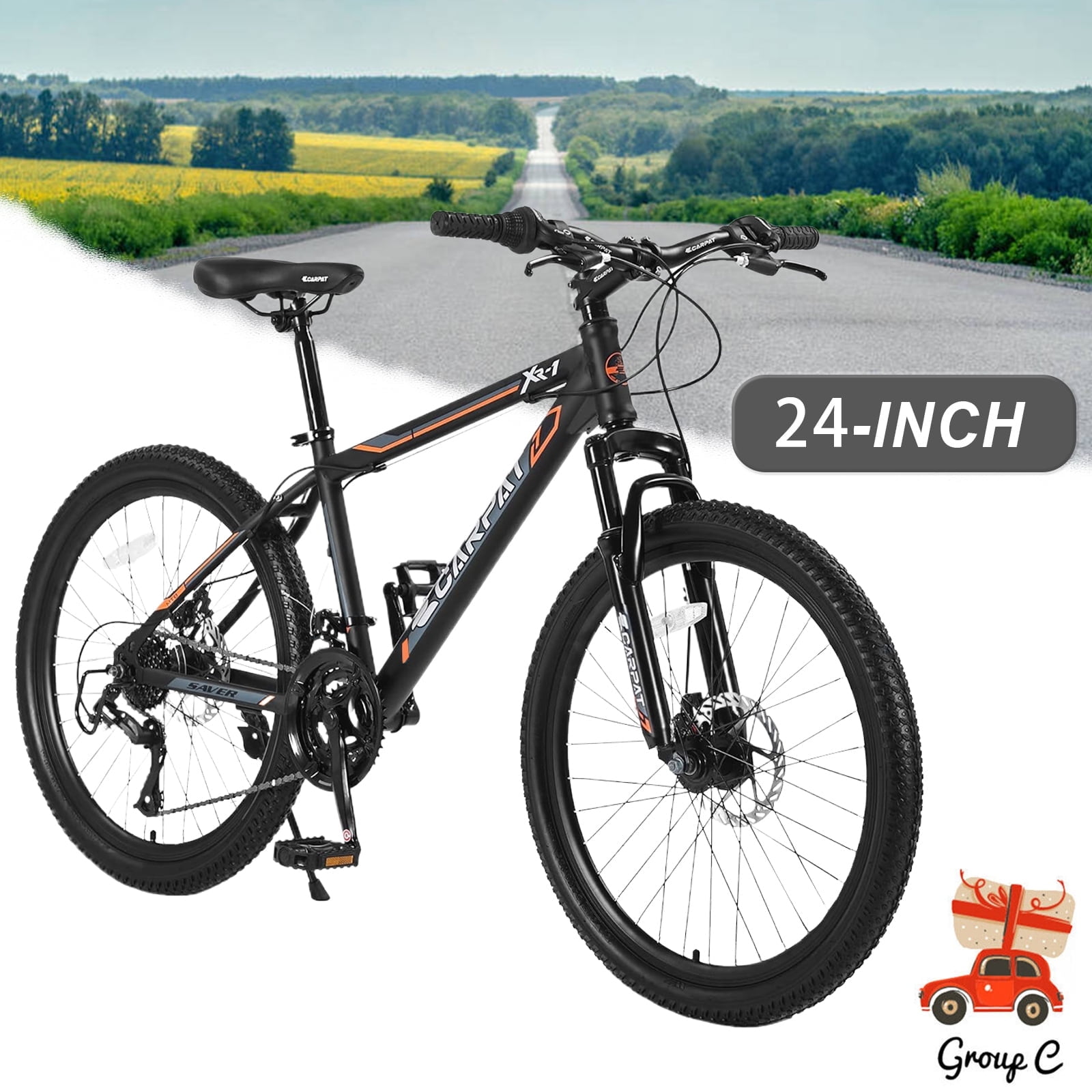 Ambifirner 24 Inch Mountain Bike with 7-21 Speed Shifting System (Orange, 24 in) e41yz