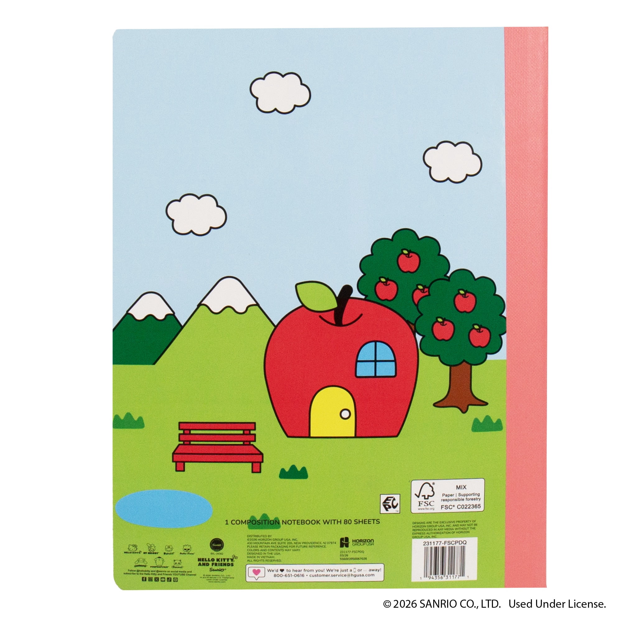 Hello Kitty and Friends Wide-Ruled Composition Notebook (Multicolor, 7.5 in x 9.5 in) jrgxs