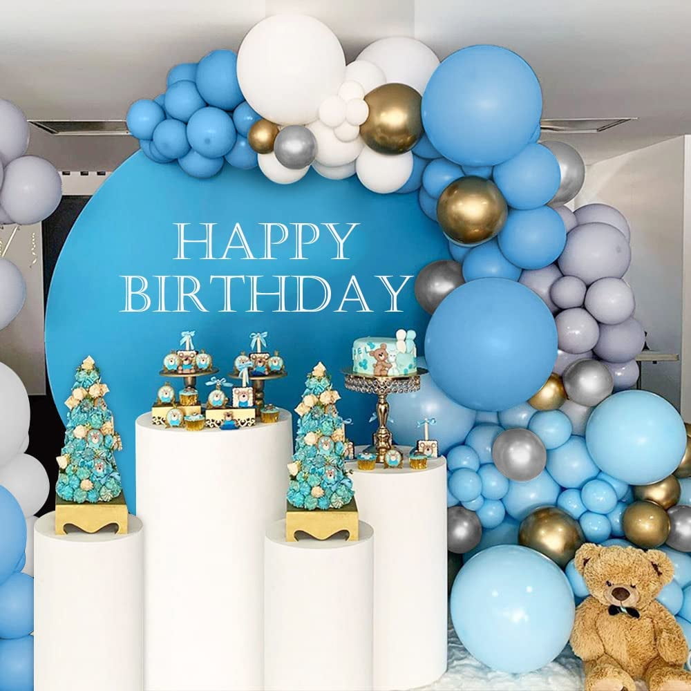 MMTX 142pcs Balloon Garland Arch Kit for Birthday Wedding Party Decoration (Blue, White, Gray, 142 Pieces) km4nq