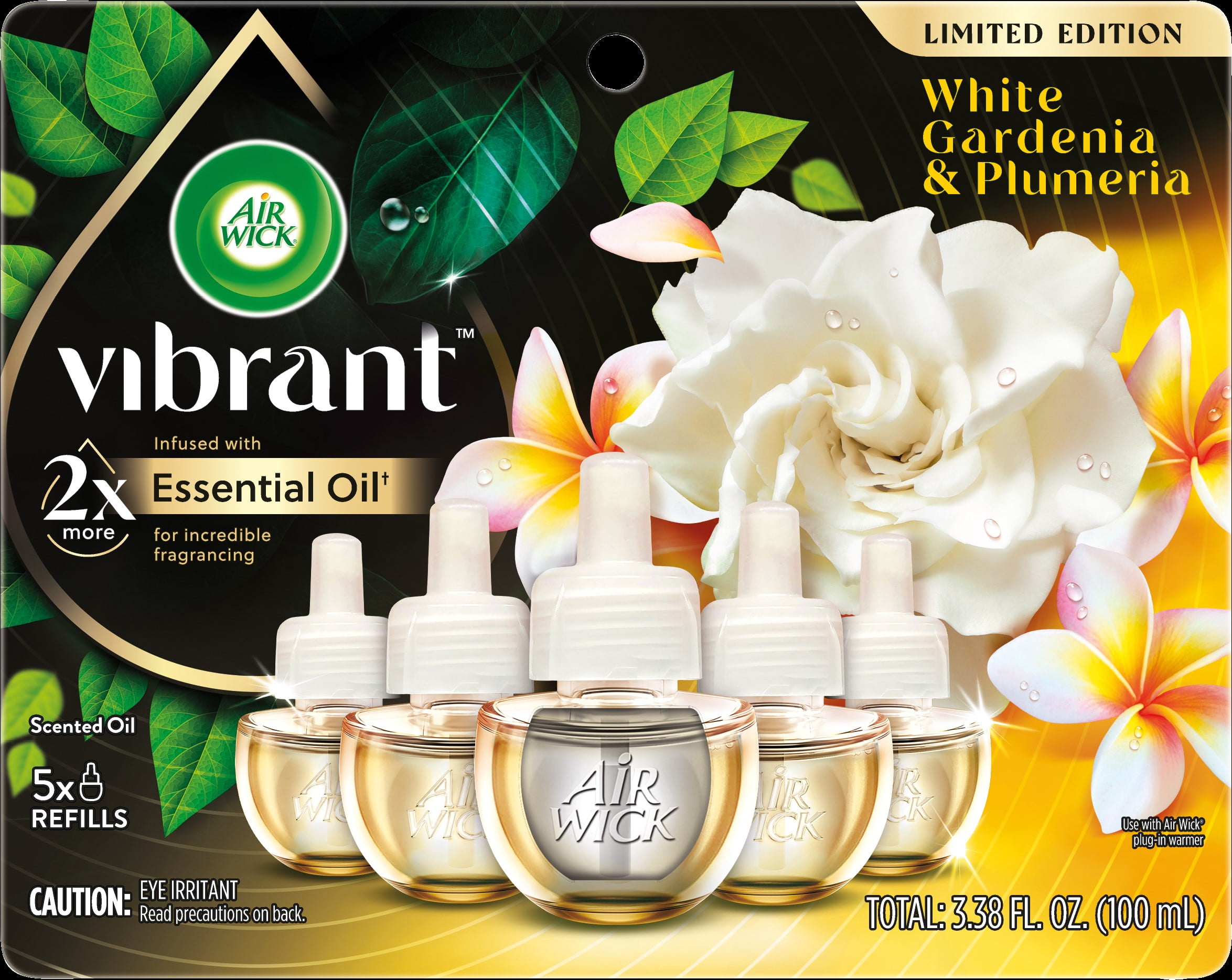 Air Wick Vibrant Plug-In Scented Oil Refills, White Gardenia and Plumeria, Long-Lasting Home Fragrance (5 Count) lknfj