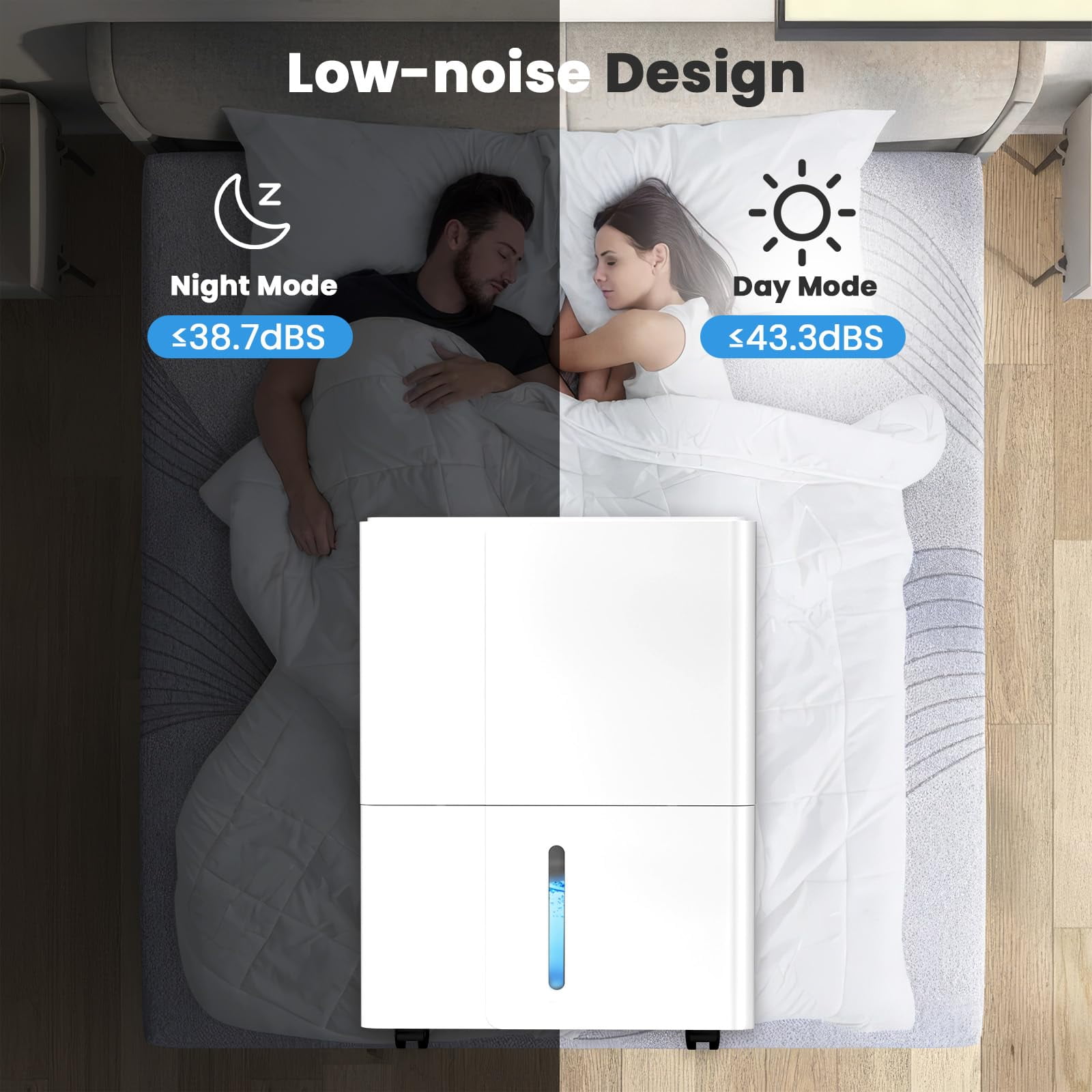 KISSAIR Home Dehumidifier for Basements and Large Rooms, 3000 Sq. Ft Coverage with Auto-Drain Hose and Timer (White, 22 Pint) uebzc