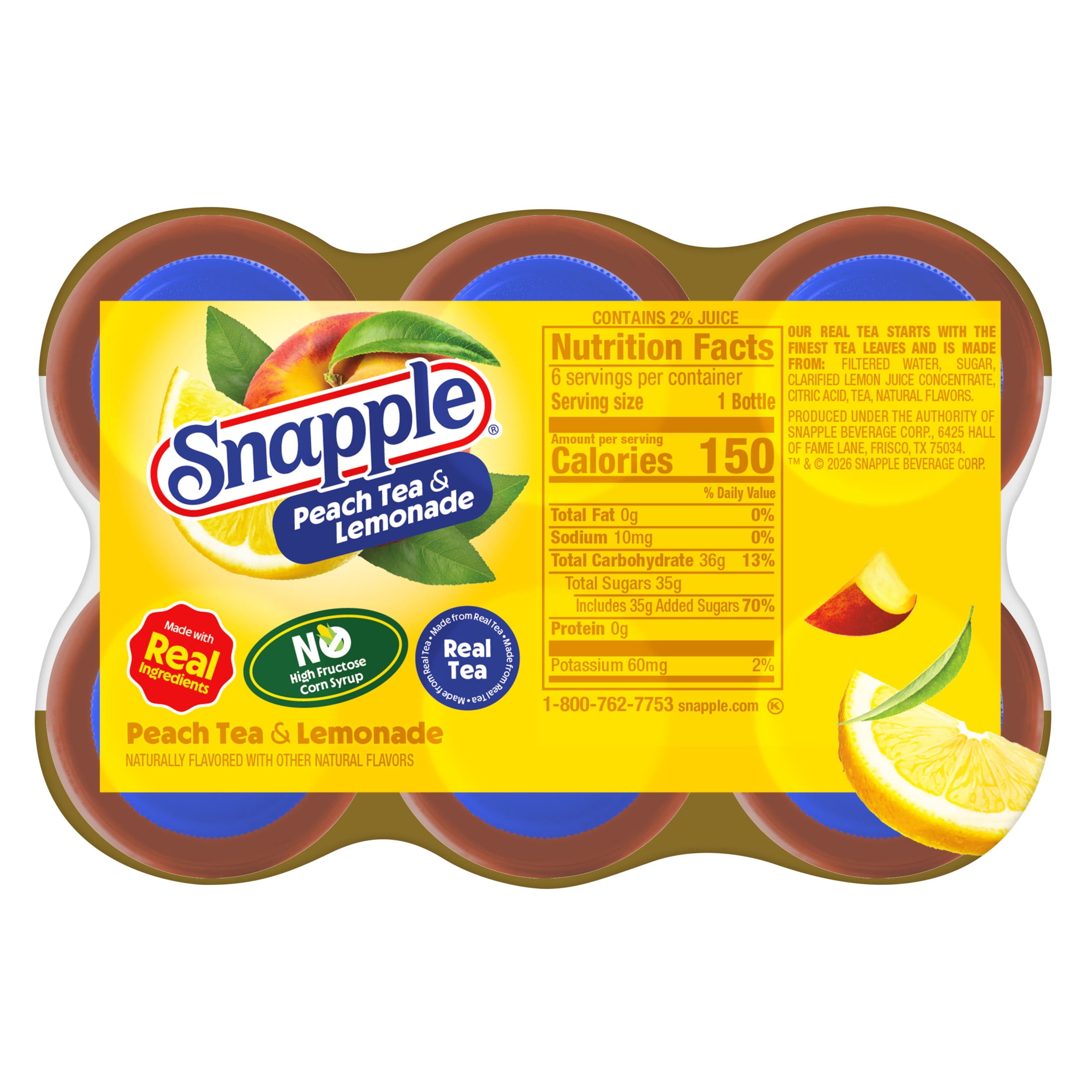 Snapple Peach Tea and Lemonade Refreshing Fruit Drink (6 Pack, 16 fl oz) py8of