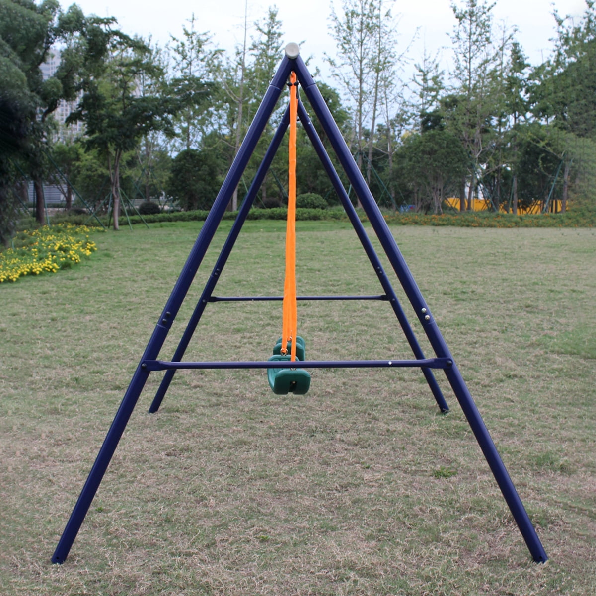 Deiokin 2-Station Kids Swing Set, Heavy Duty Steel A-Frame with Bench Seats (71 in Height) 3oc3s