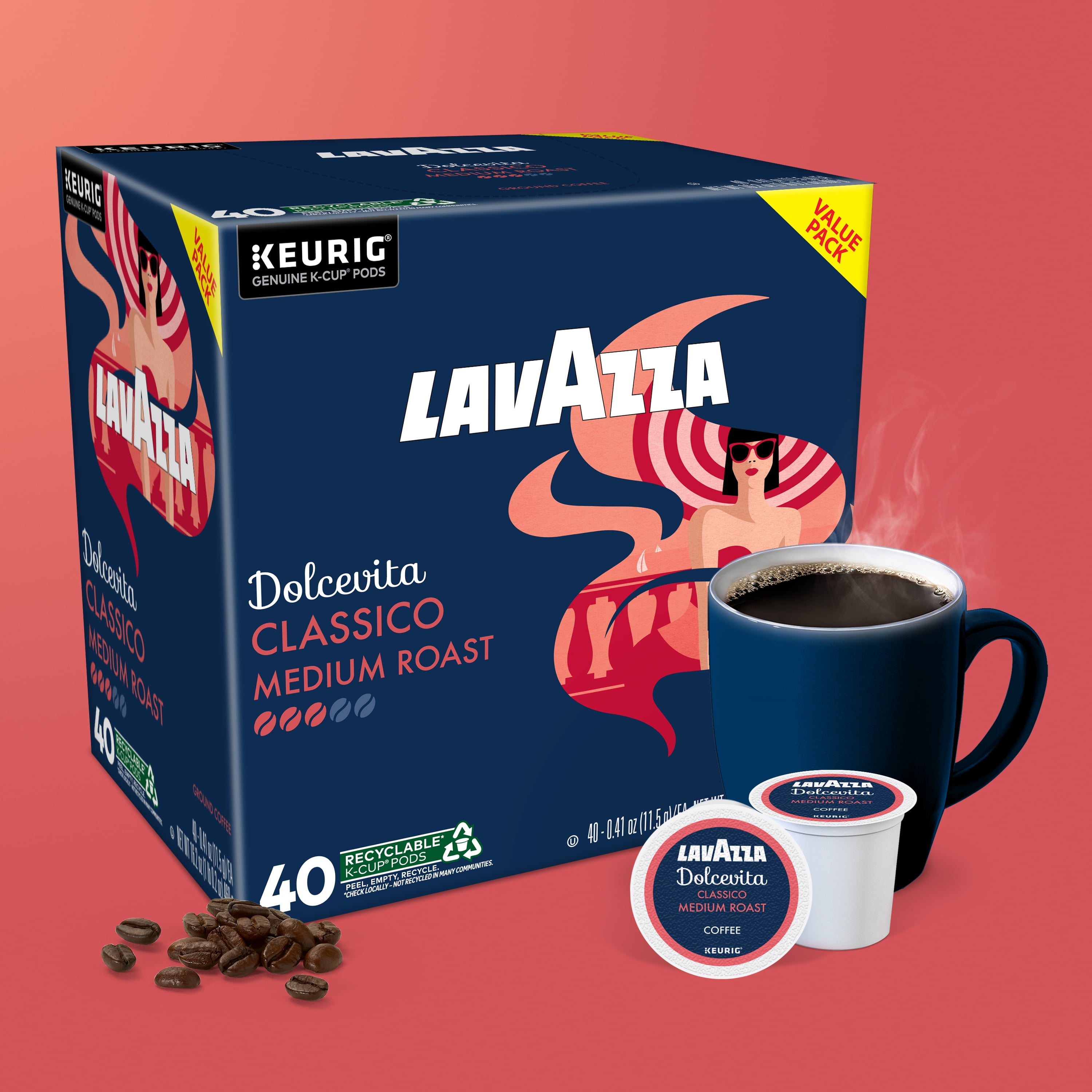 Lavazza Dolcevita Classico Medium Roast Coffee K-Cup Pods for Keurig Brewers (40 Count) 46hwv