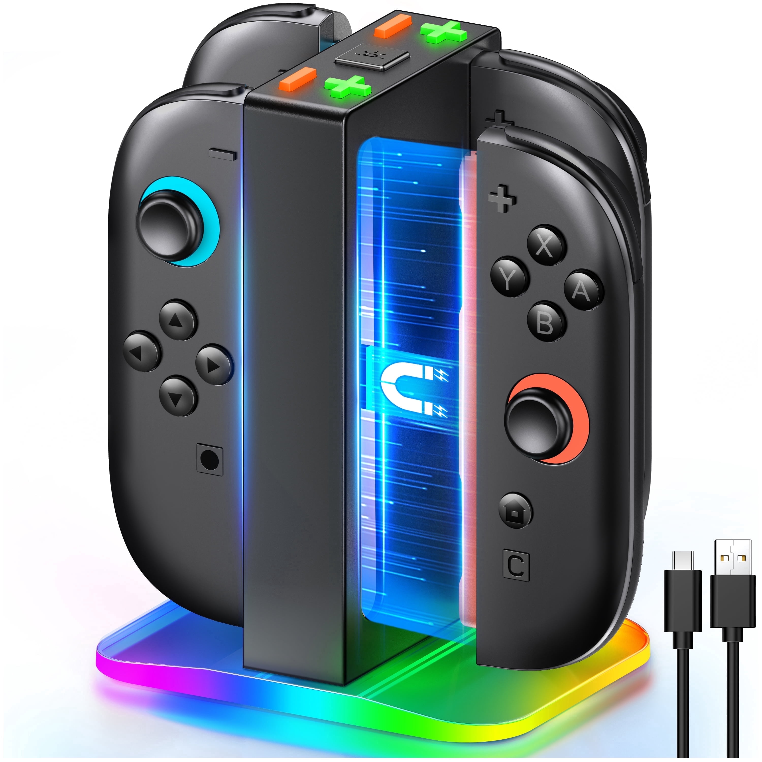 QQV Switch 2 Controller Charging Dock, 4-in-1 Fast Charger Station for Joy-Con Controllers (Black) t5qsy