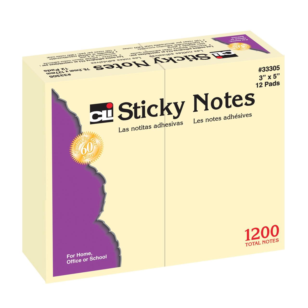 Charles Leonard Self-Stick Adhesive Notes (Yellow, 3 in x 5 in, 12 Pads) 7woiz - Image 2