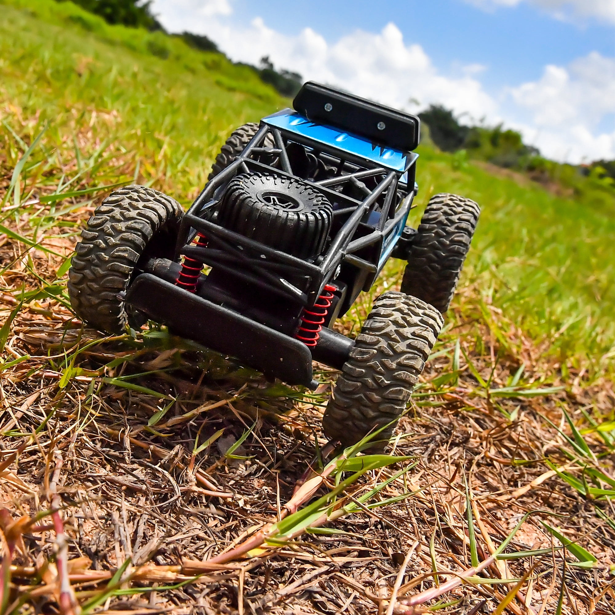 YCFUN Remote Control Monster Truck, All-Terrain RC Car with LED Lights (Blue, 1:20 Scale) jax7p