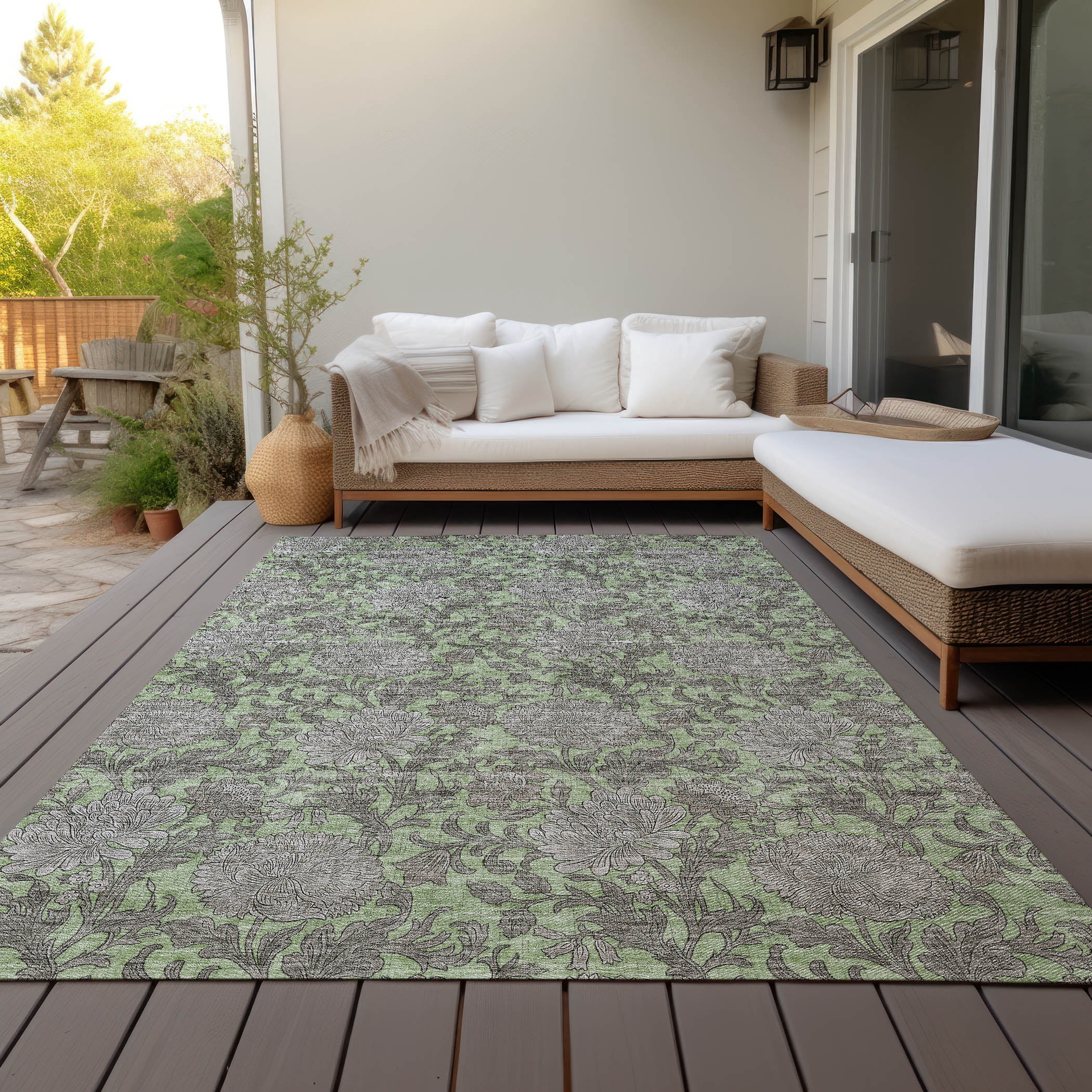 Addison Rugs Chantille Indoor/Outdoor Transitional Floral Area Rug (Aloe, 10 ft x 14 ft) d8cag