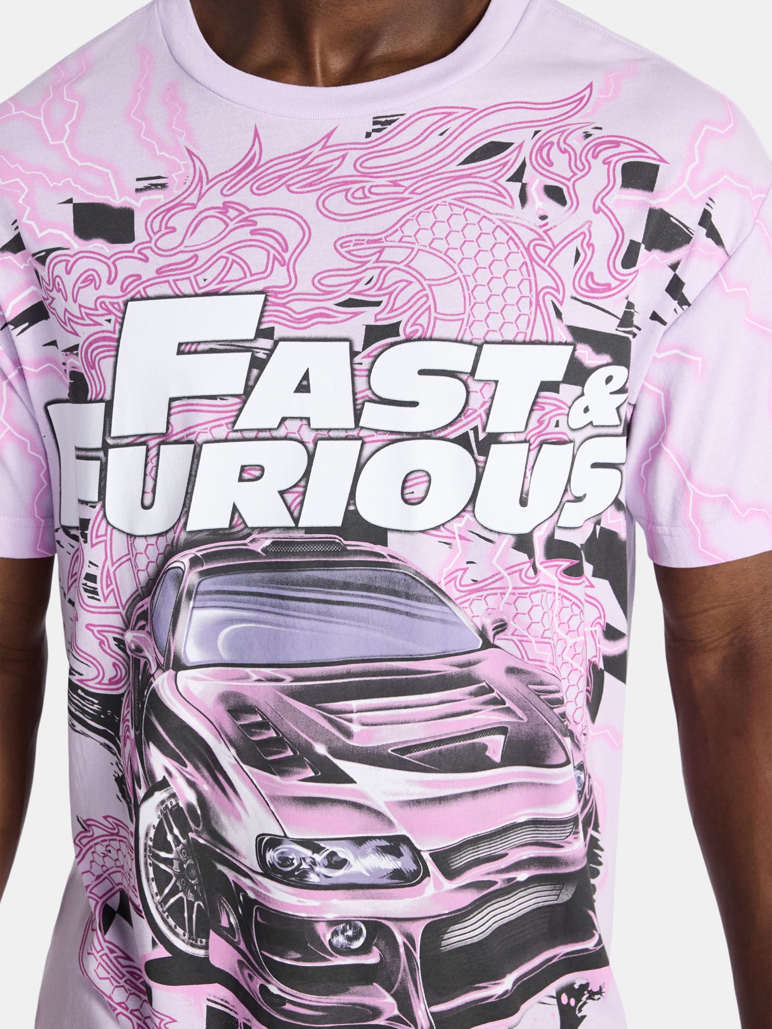 Fast & Furious Men's Dragon Line Oversized Graphic Tee (Black, XS-3XL) 0ld9w
