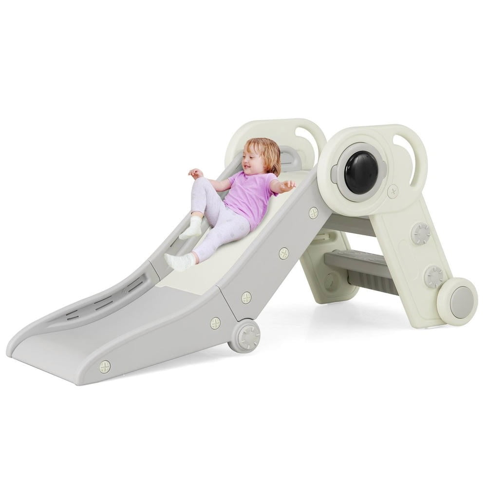Barara King 2-in-1 Toddler Slide and Climber Playset (Gray, 48 in x 24 in x 30 in) j634i