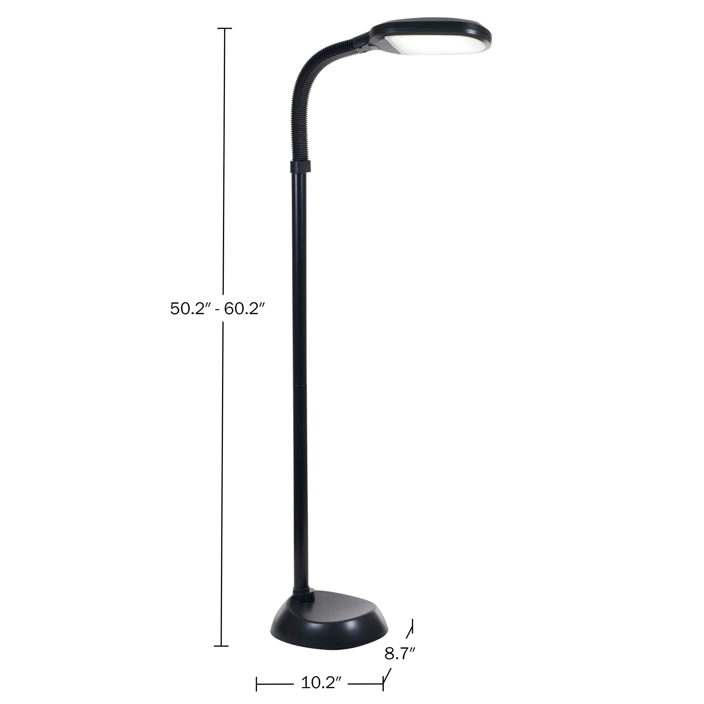 Somerset Home Natural Sunlight LED Floor Lamp, Dimmable Gooseneck Task Light (Black, 62.5 in) d4mee
