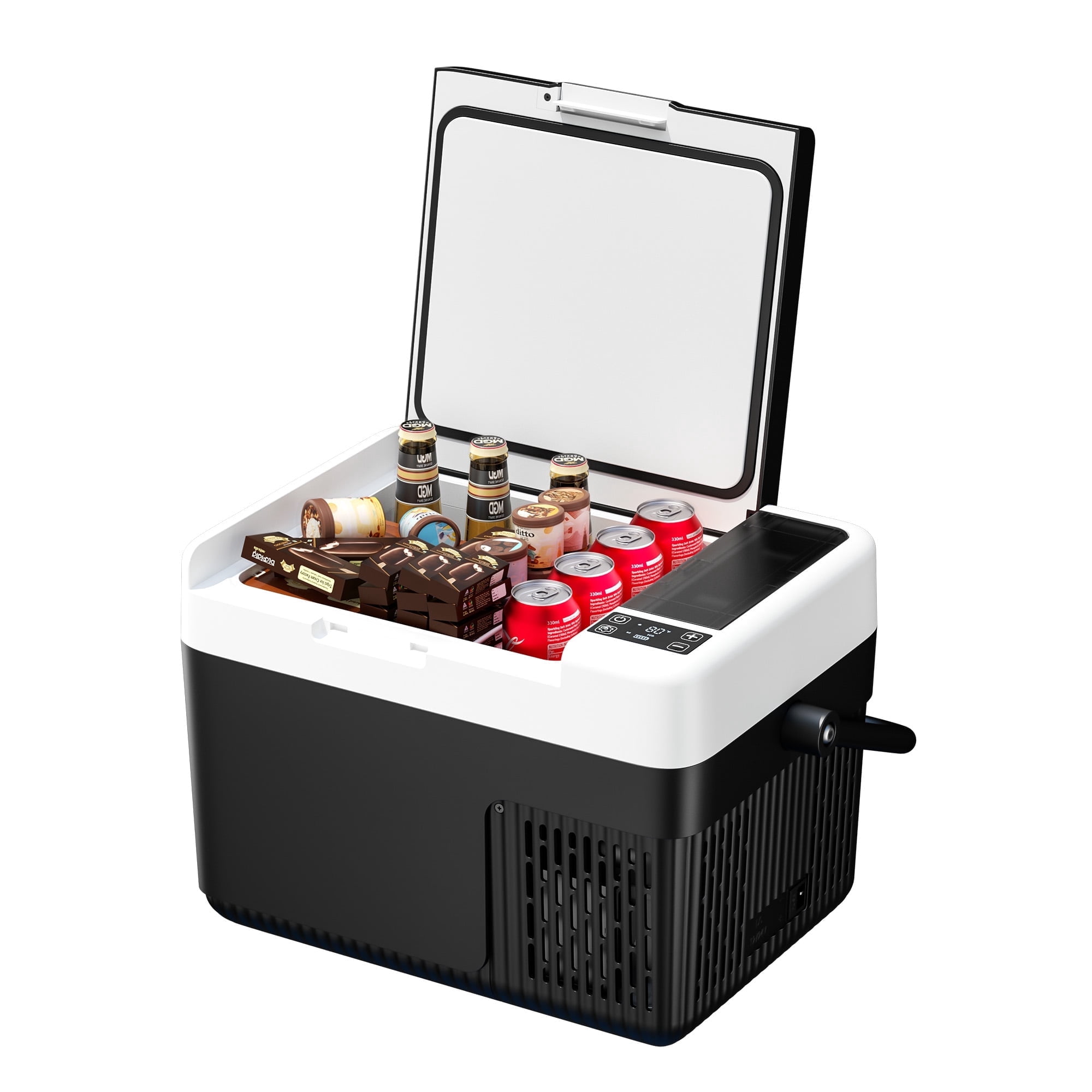 SIMZLIFE 12V Portable Car Refrigerator, Electric Cooler and Freezer for Camping and Travel (Black, 12 qt) 030x1