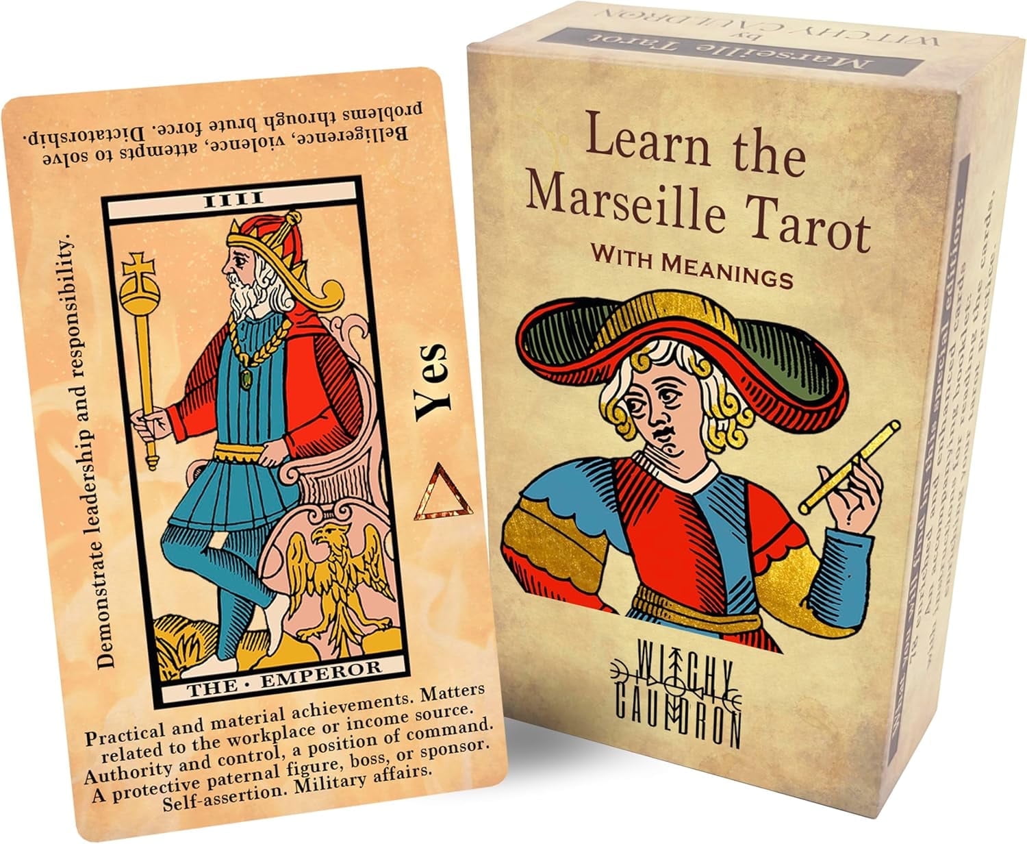 Witchy Cauldron Marseille Tarot Deck for Beginners (Illustrated Cards, 78-Card Set) wgwbw