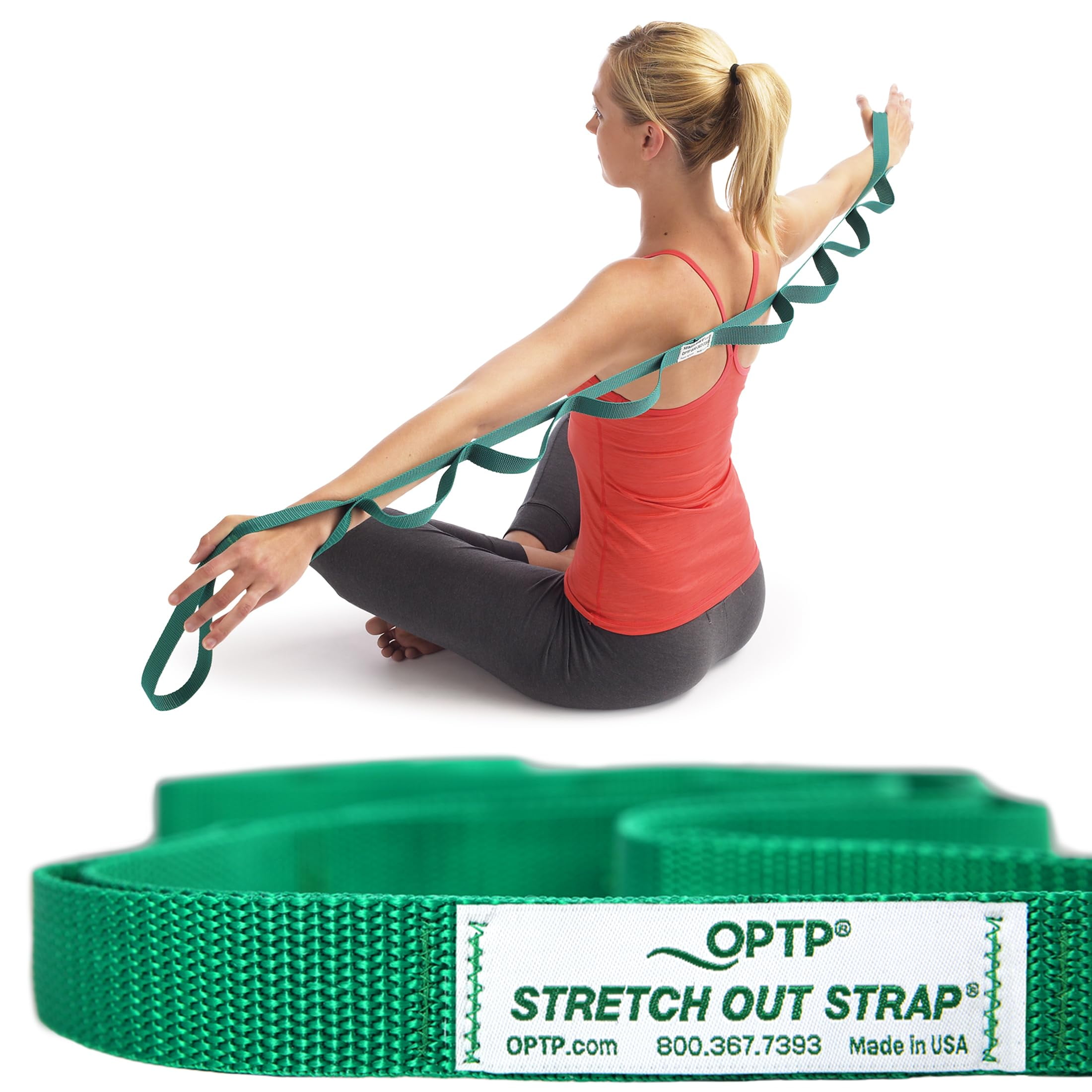 OPTP Original Stretch Out Strap for Physical Therapy and Yoga (Green, 6 ft) 6ykx7