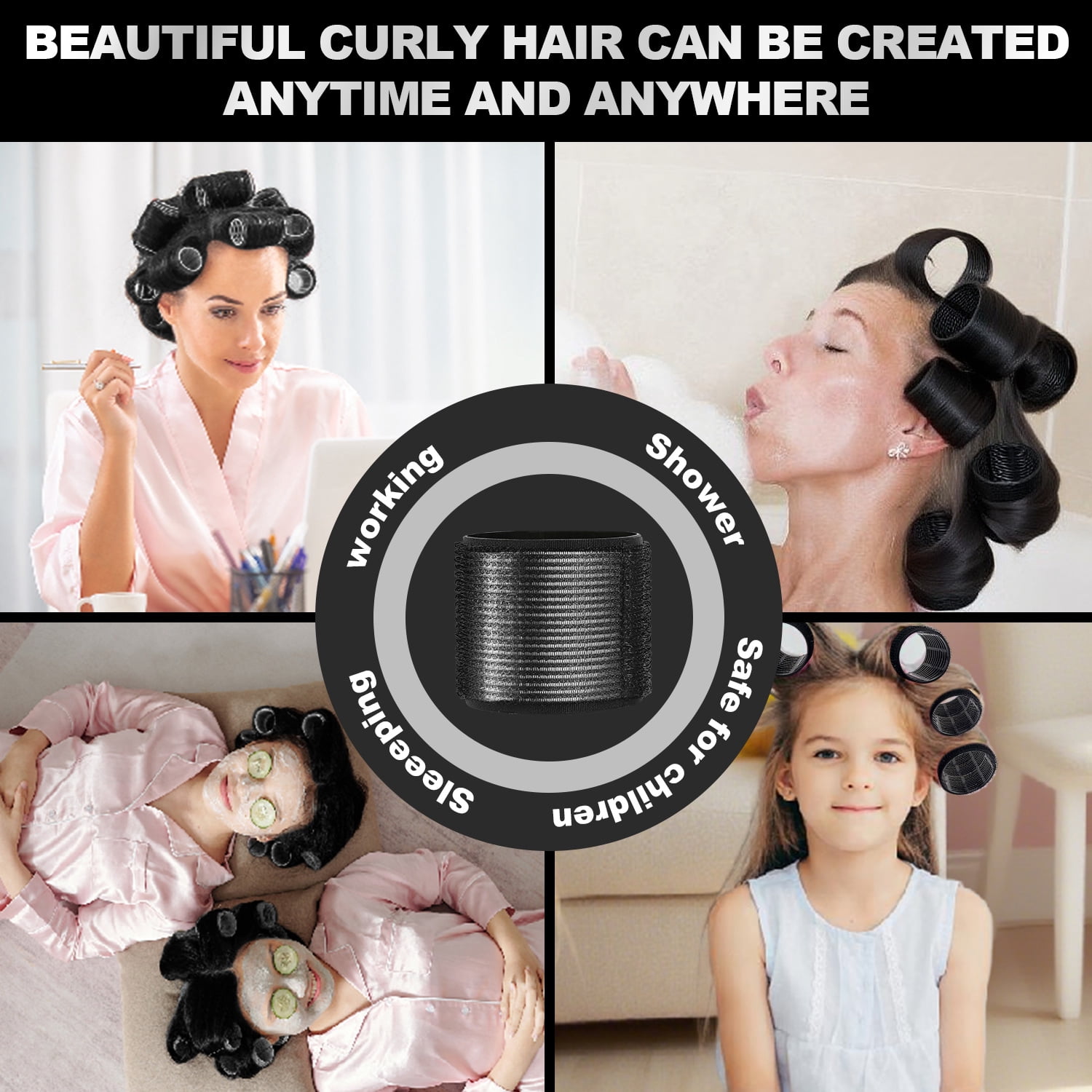 xnicx Self-Grip Ceramic Ionic Hair Roller Set for Salon Blowout Volume (Black, 18-Piece Set) 04pzf