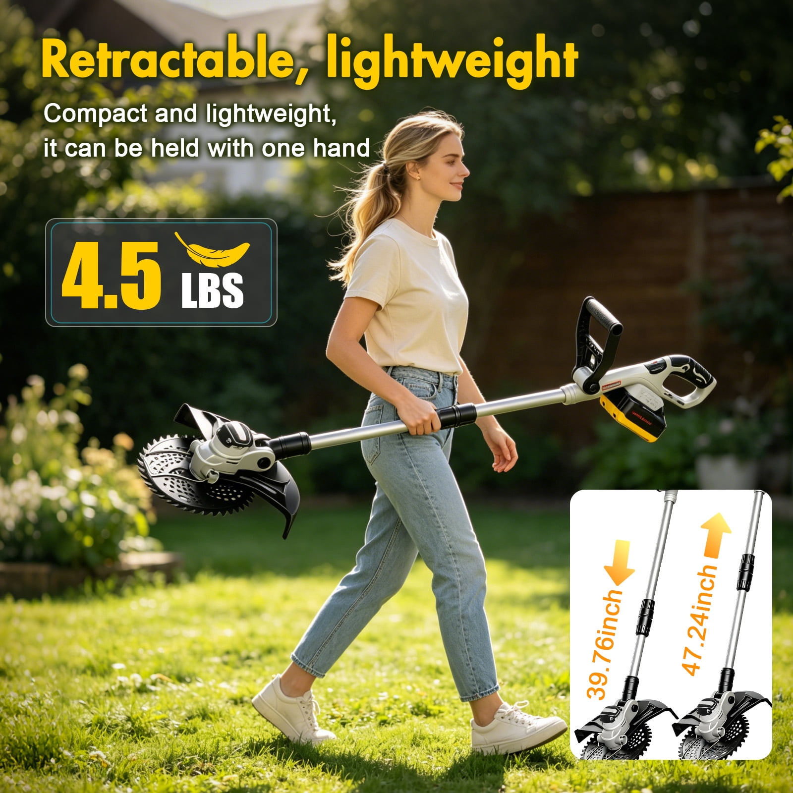 CATGOOD 13 in Cordless String Trimmer, 1300W Electric Weed Eater with 8Ah 24V Battery, 4-in-1 Brushless Lawn Edger (White, 13 in) e1evw
