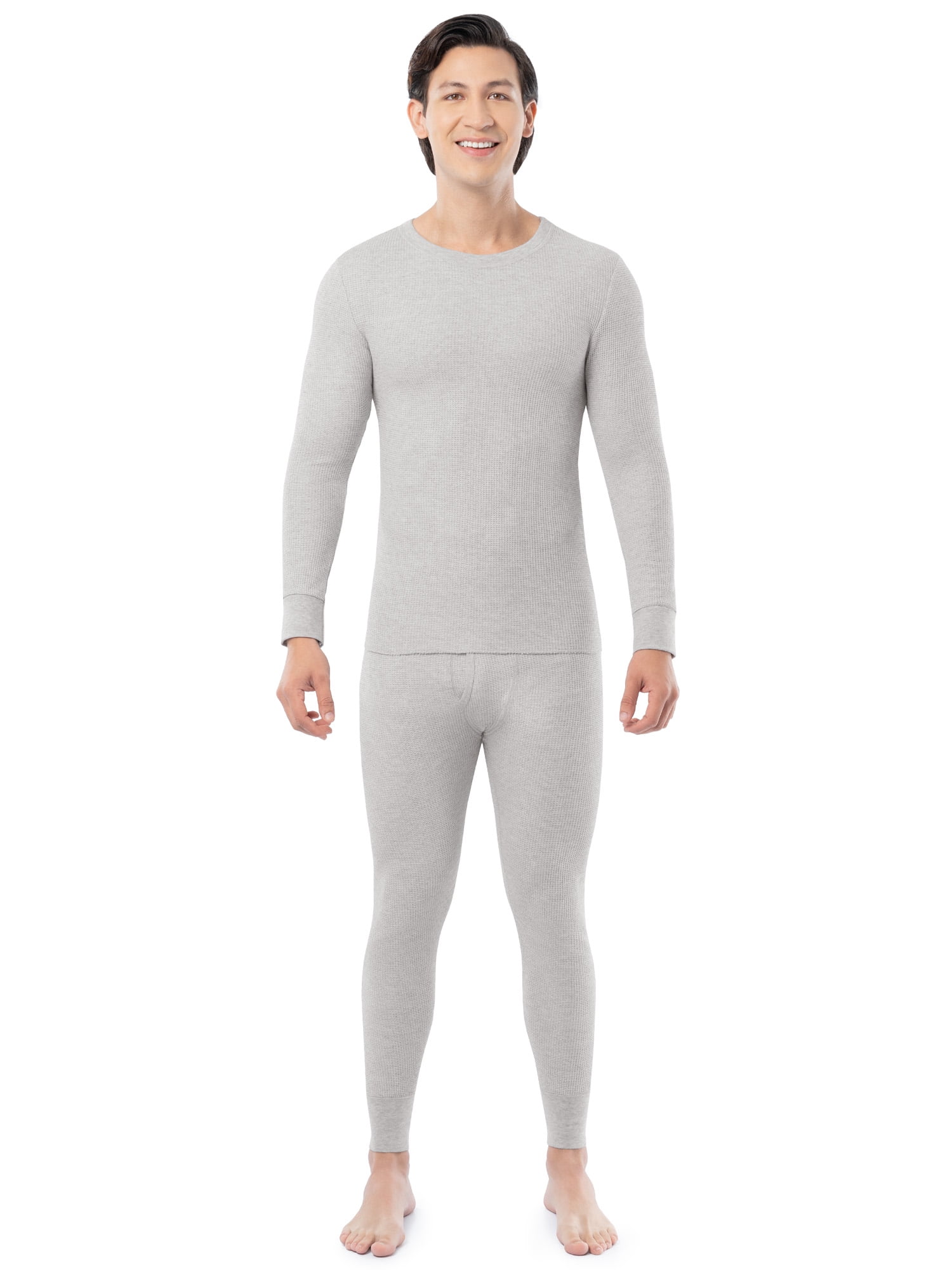 Fruit of the Loom Men's Thermal Waffle Crew Top (Black, 3-Pack) 0i5jn