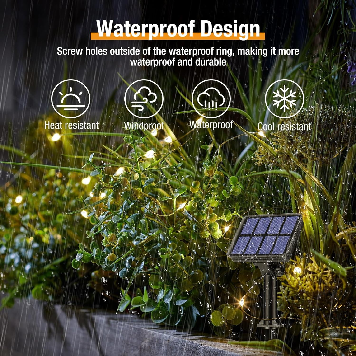 Hovmap Solar String Lights Outdoor Waterproof LED Copper Wire for Garden Christmas Wedding (Warm White, 2 Pack, 33 ft) ky5ne