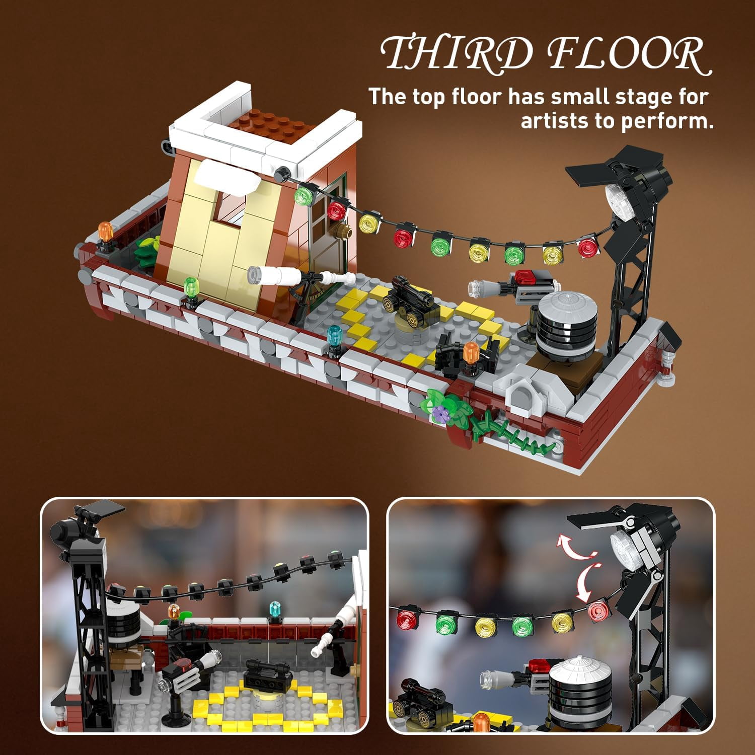 TERRAMUS Cafe Shop Building Kit with LED Light, City Street View Construction Set (1589 Pieces) pss5t