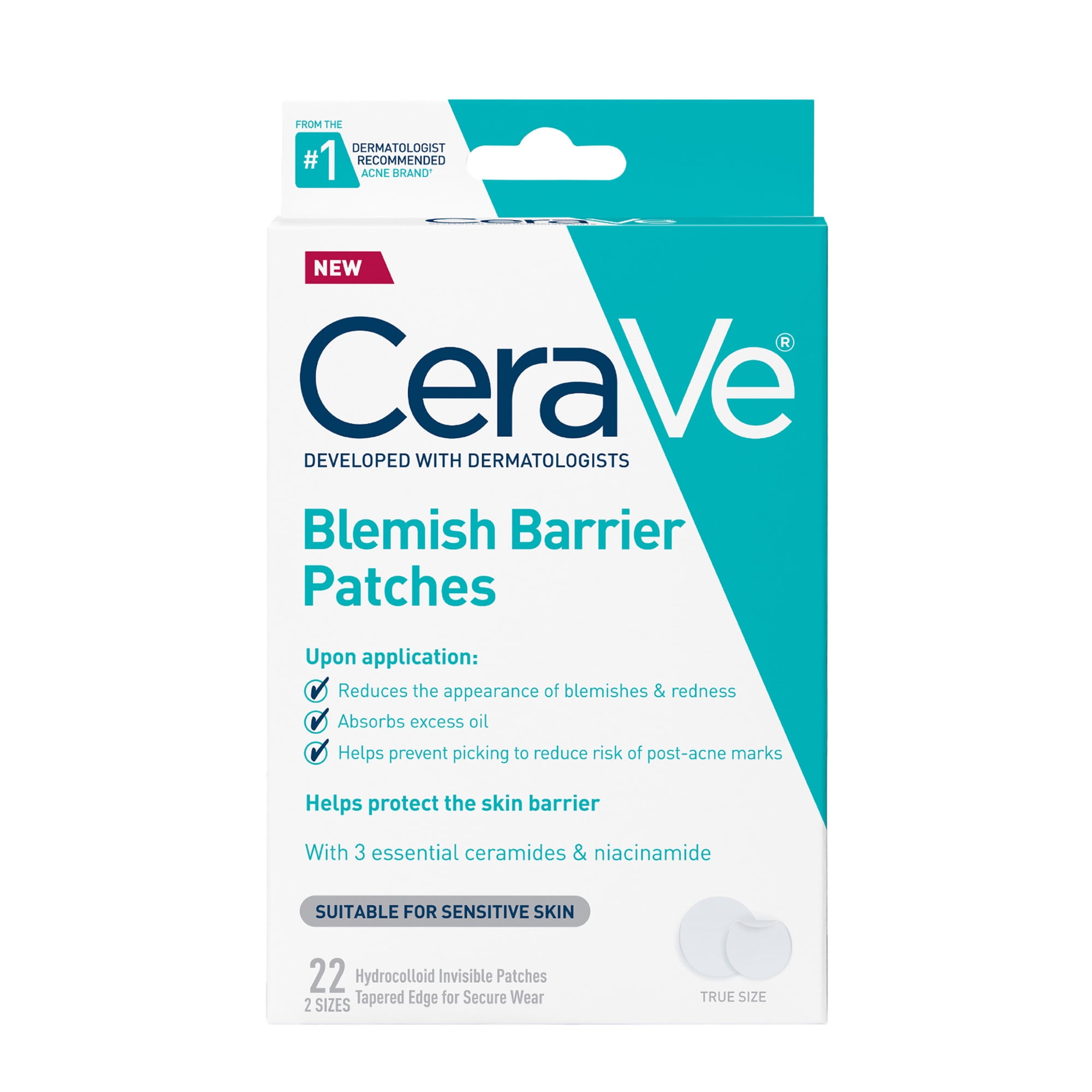 CeraVe Hydrocolloid Pimple Patches for Blemish Control and Skin Barrier Repair (Clear, 24 Count) 1x9yq