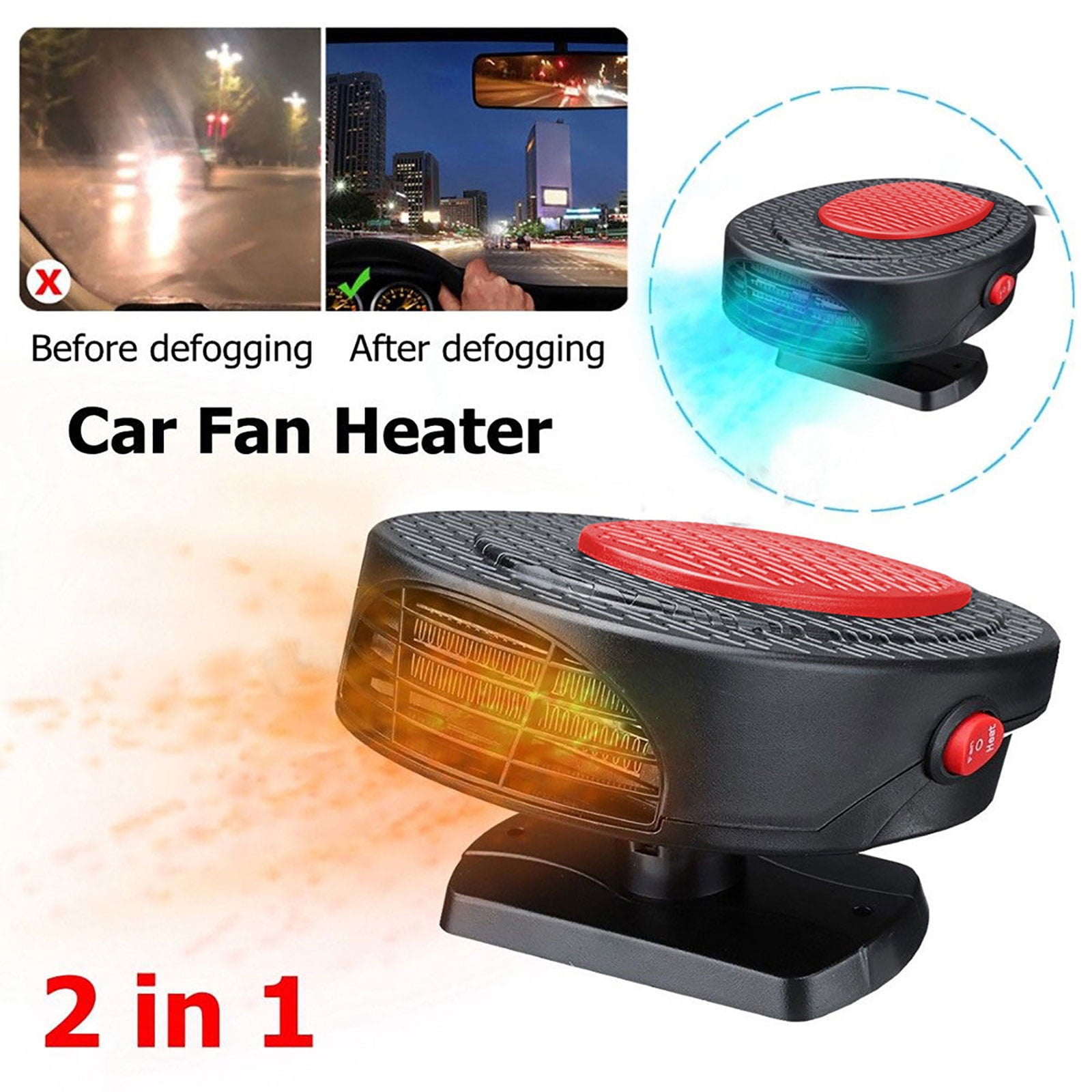 ZFYXGS Portable Car Heater Defroster (Black, 12V/24V) xjmja