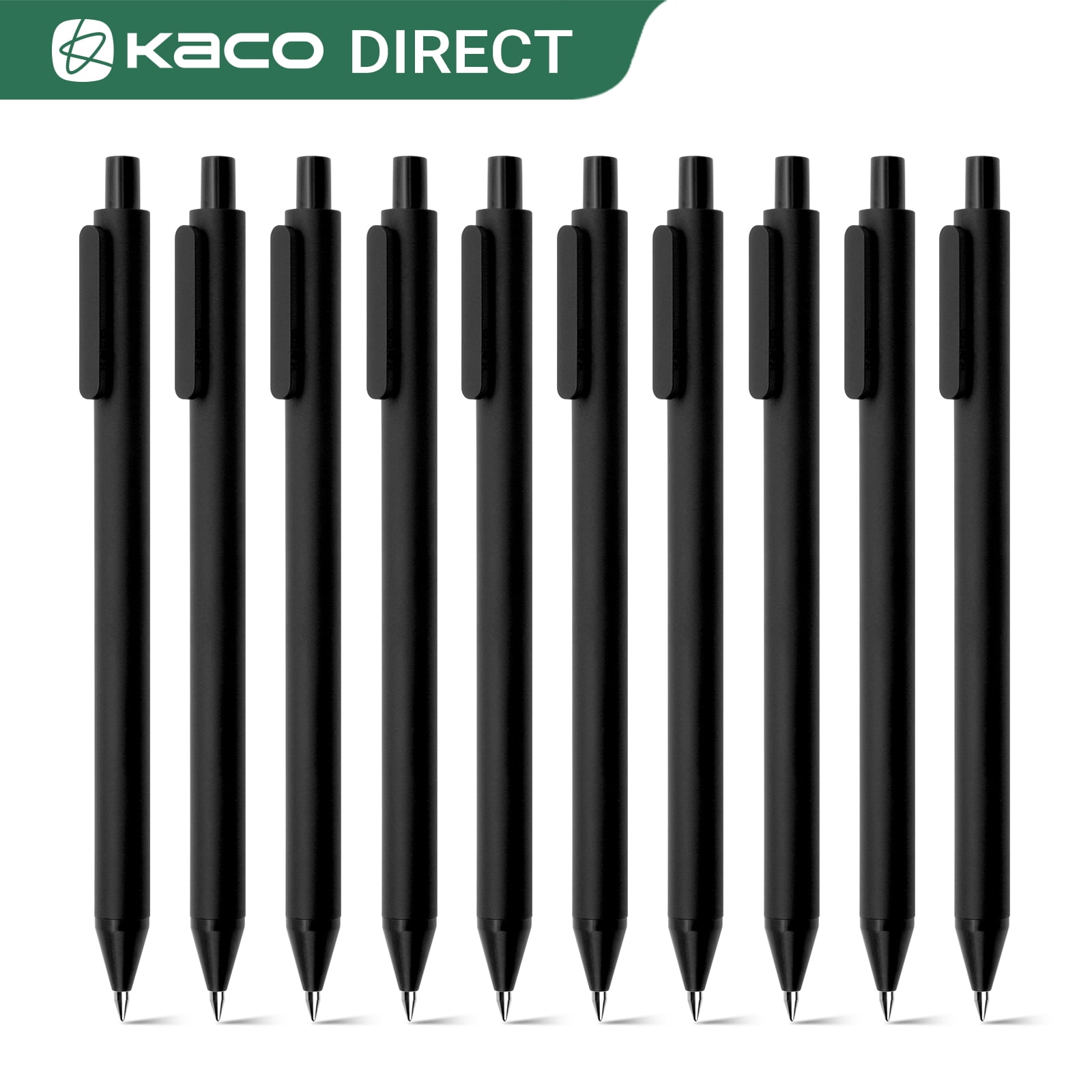 Kaco Gel Pens, Fine Point Retractable Pens, Quick-Dry Smooth Writing, Aesthetic Office Supplies (Black, 10 Count) ag8q4