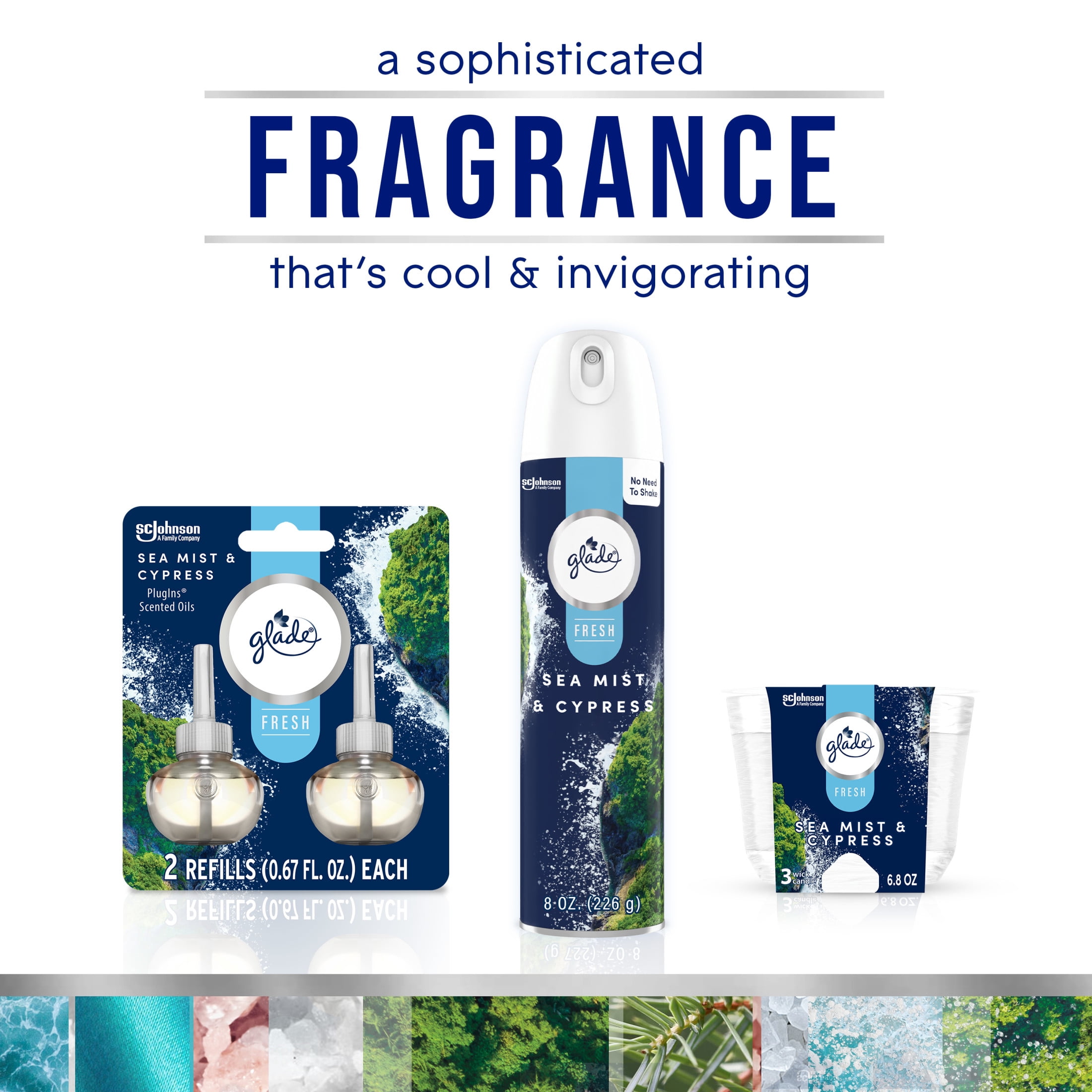 Glade PlugIns Scented Oil Air Freshener Refills, Sea Mist & Cypress, Long-Lasting Fragrance (5 Pack, 0.67 fl oz Each) mzgiy