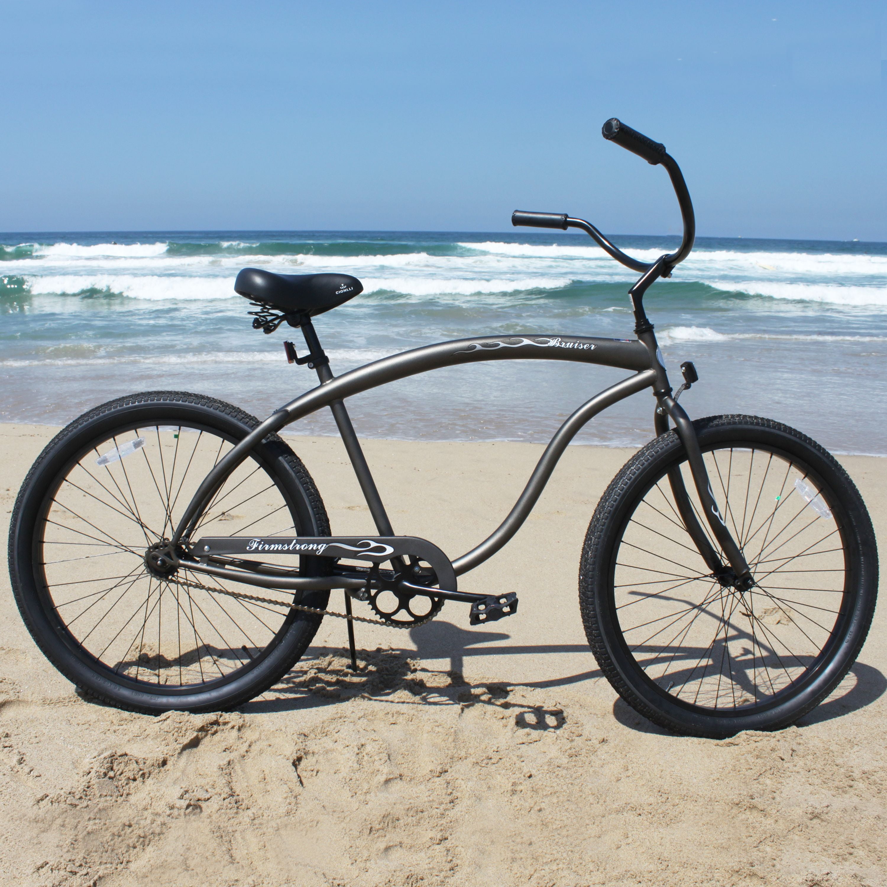 Firmstrong Bruiser Men's Beach Cruiser Bike, Single Speed, Durable Steel Frame (Matte Grey, 26 in) o5hcj