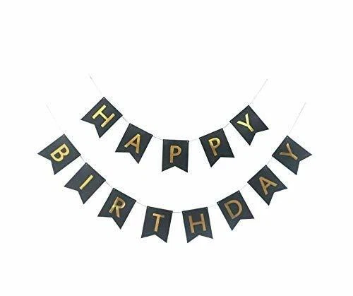 GLEAM 85 Piece Black & Gold Party Decoration Set (Happy Birthday Banner, Party Supplies) rq9gp