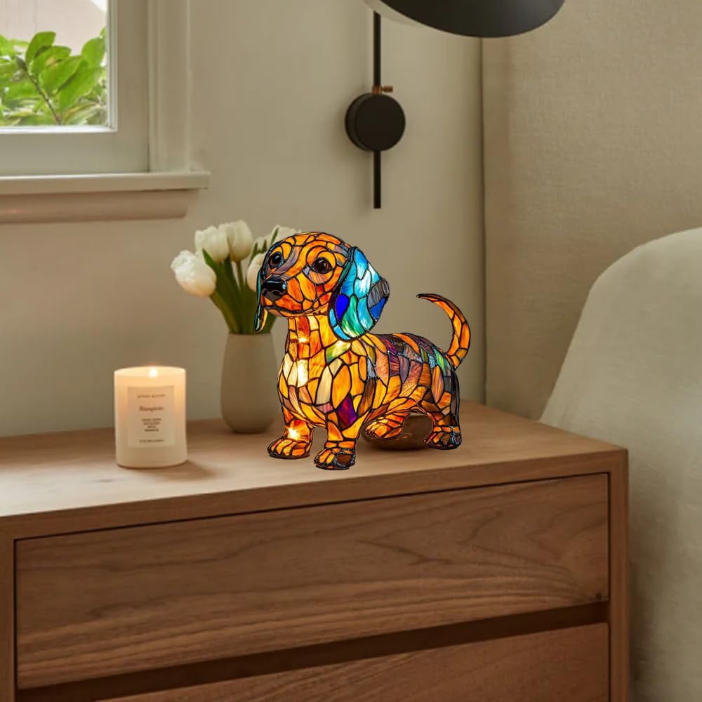 KUKIDSVO Dachshund Night Light, Dog Series Art Table Lamp, Decorative LED Pet Theme Decor (5.1 in) ub8e2